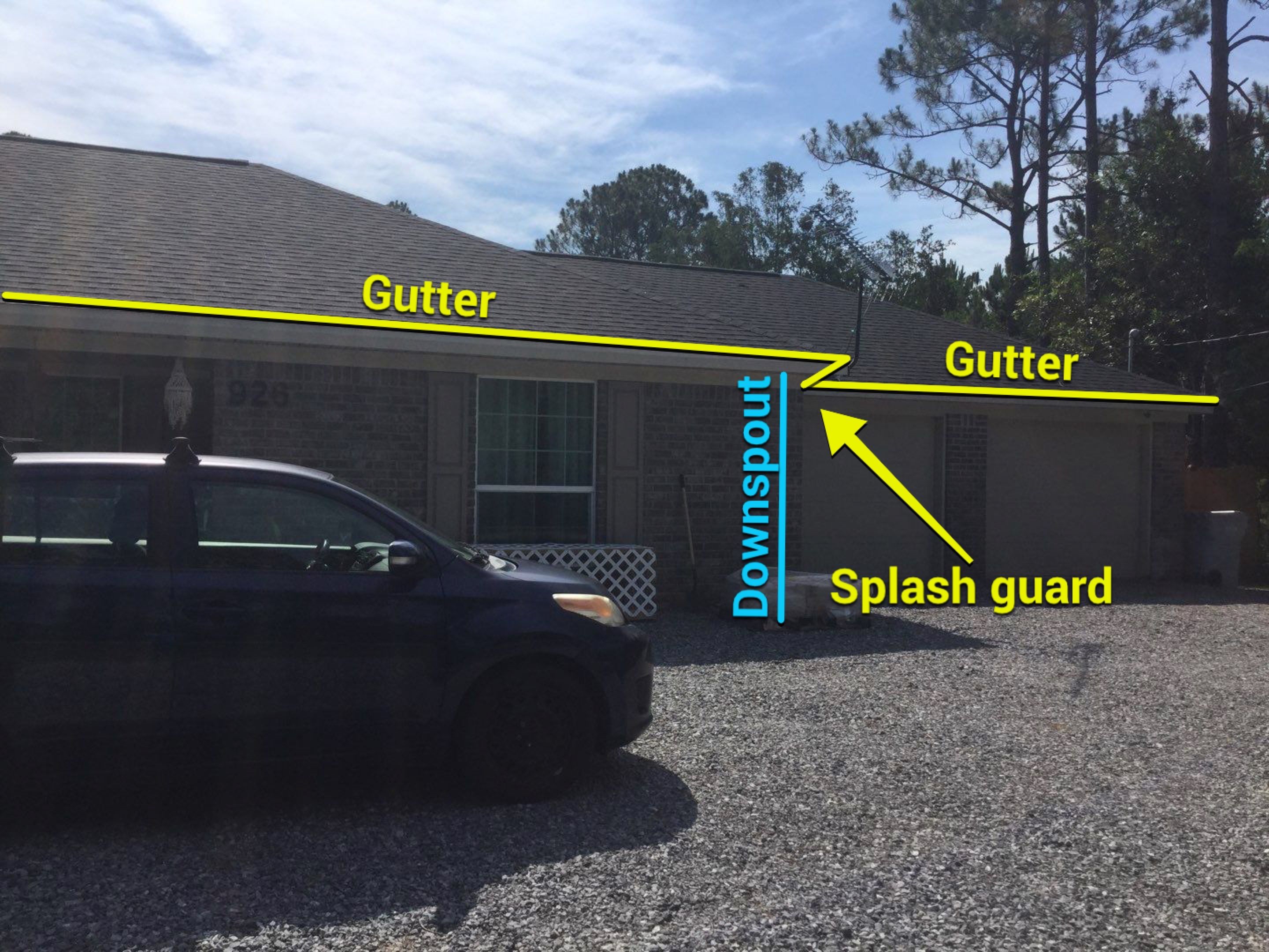 Downspout Installation using White Down Spouts in Milton FL by Gutter Professors