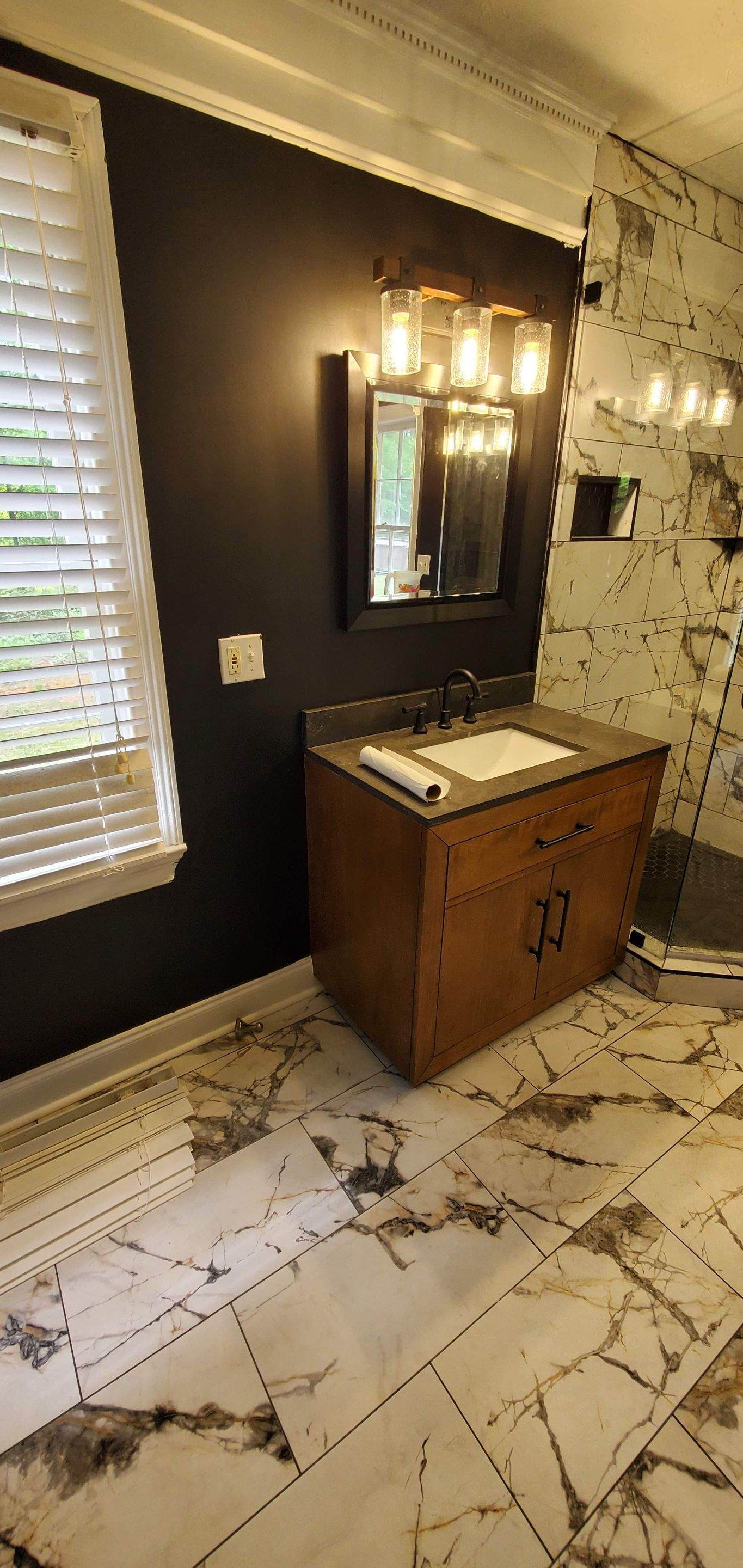 Bathroom Remodel using Soaker tub, vanities, tile, new shower by Baxter Professional LLC