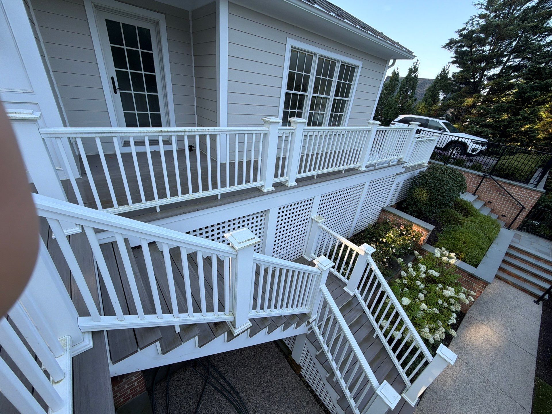 Composite Deck and Stone Paver Walkway power washing. by Baltimore Pressure Washers Inc.
