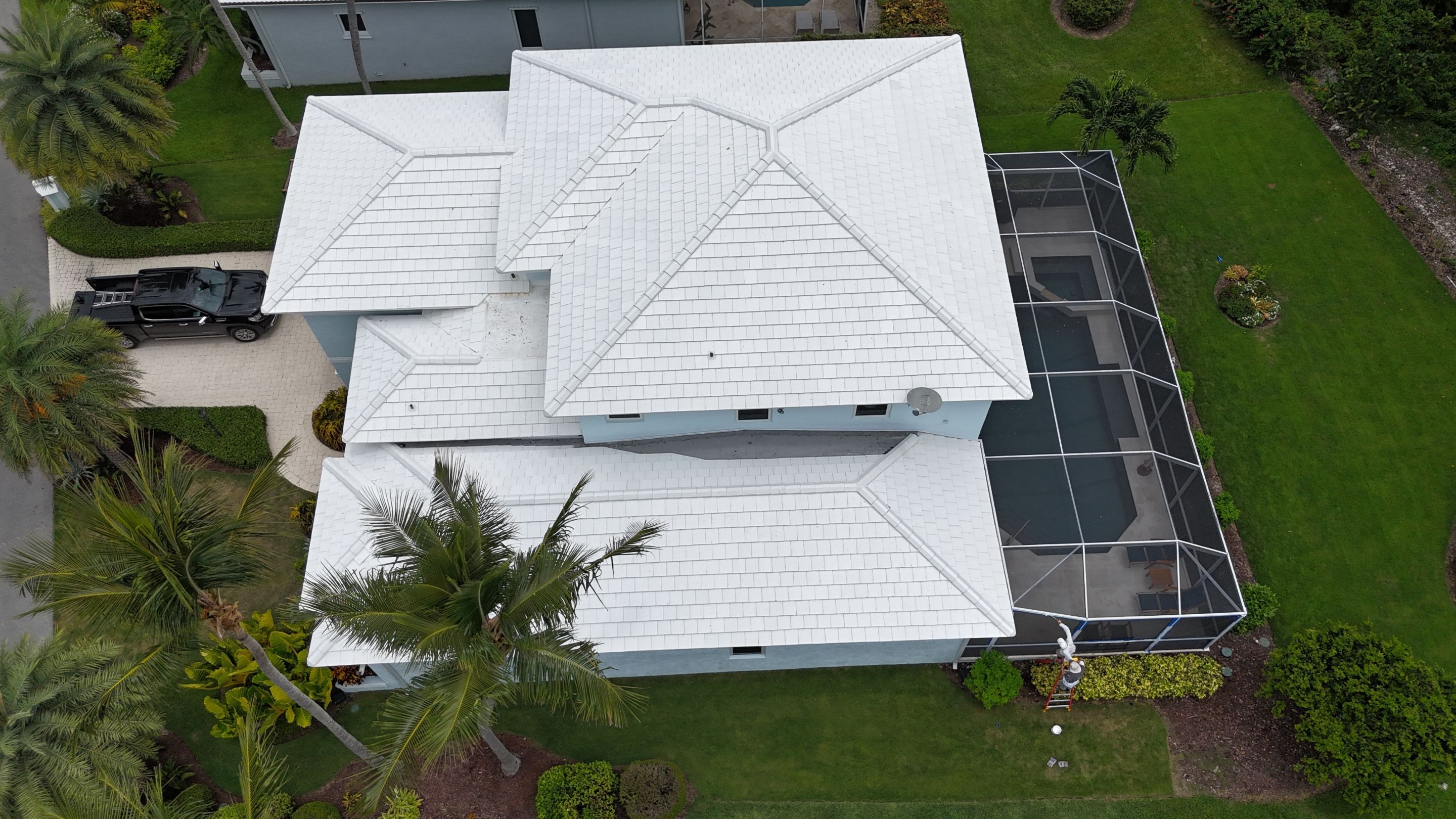 Reroof with Double Roll Cement Tile color "White" by BOB HILSON & CO INC
