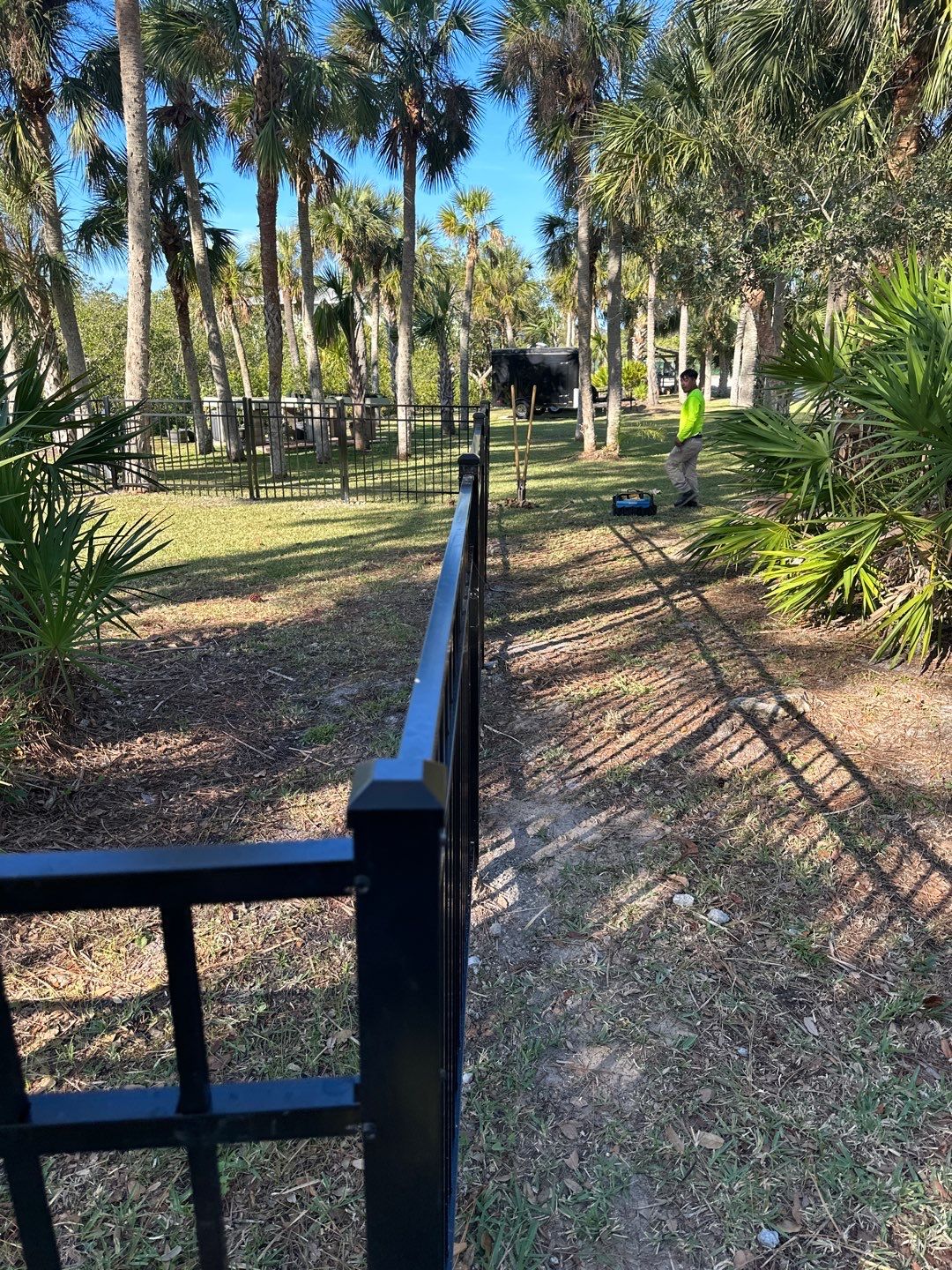 Aluminum Fence Installation using Black 3 Rail Aluminum Fence by Asap fence and gates, LLC