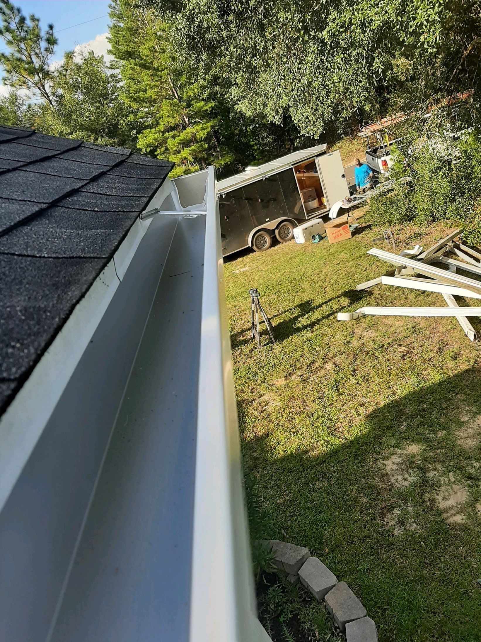 Gutter Installation using White K-Style Seamless Gutters by Gutter Professors