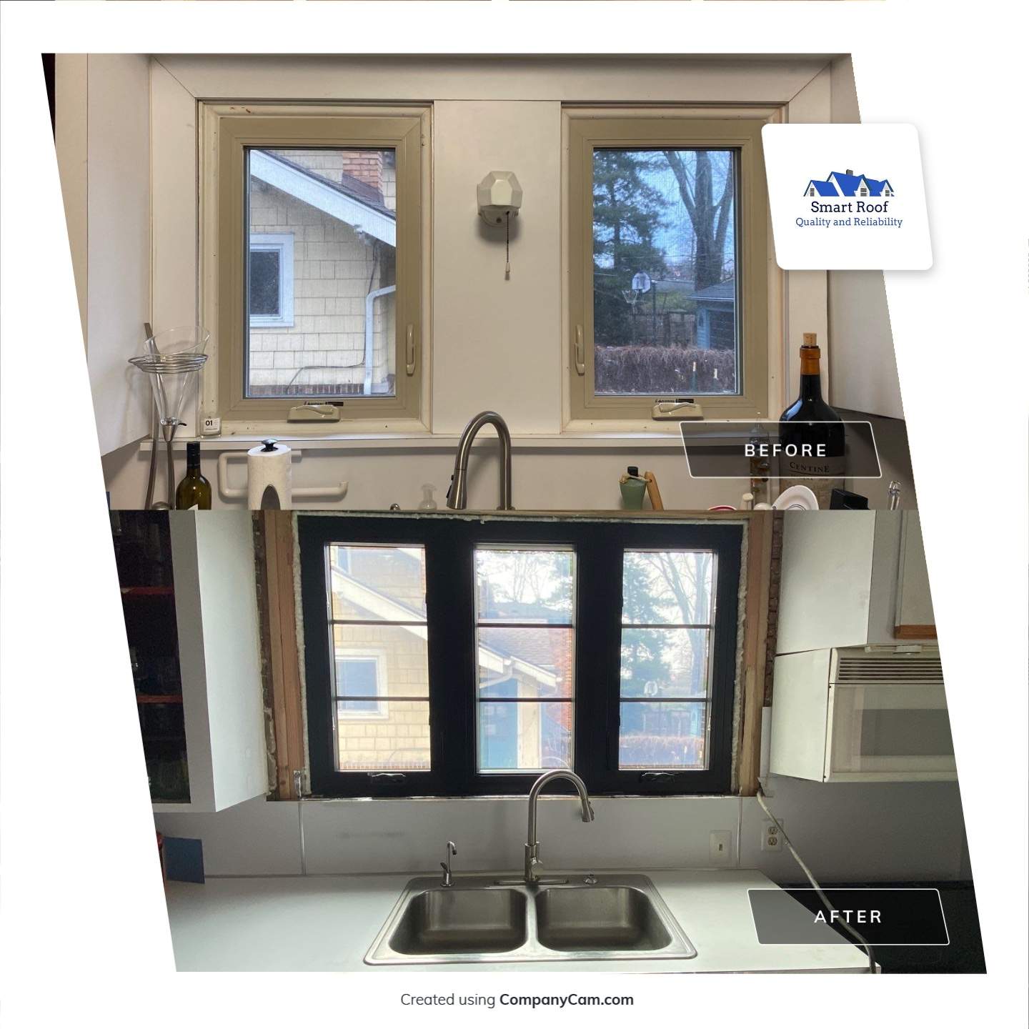 Window Installation using Andersen windows 100-Series (FIBREX material) by Smart Roof