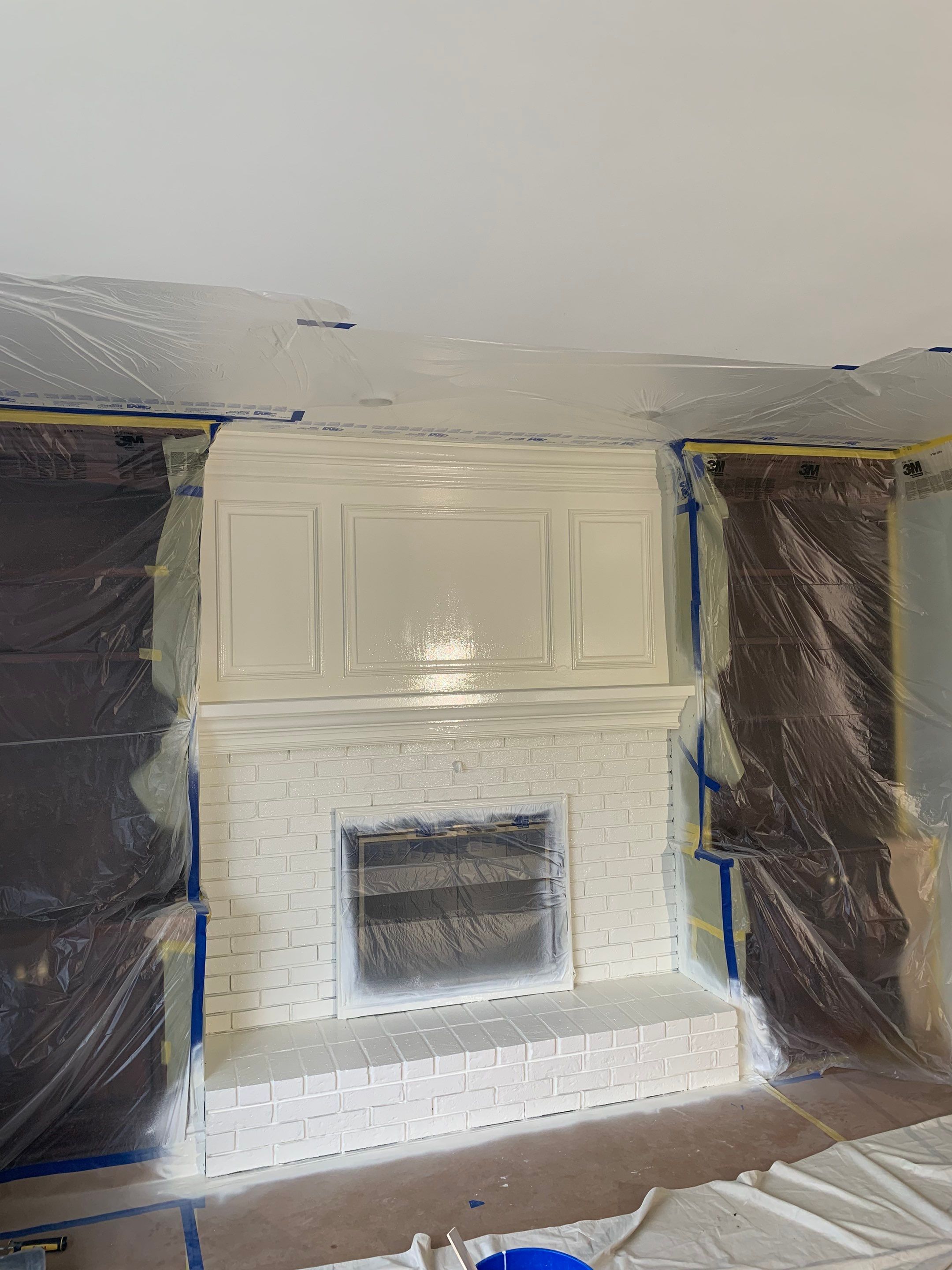 Fireplace/Mantle and Painting Stenciled Walls by Empire Painting Services, LLC
