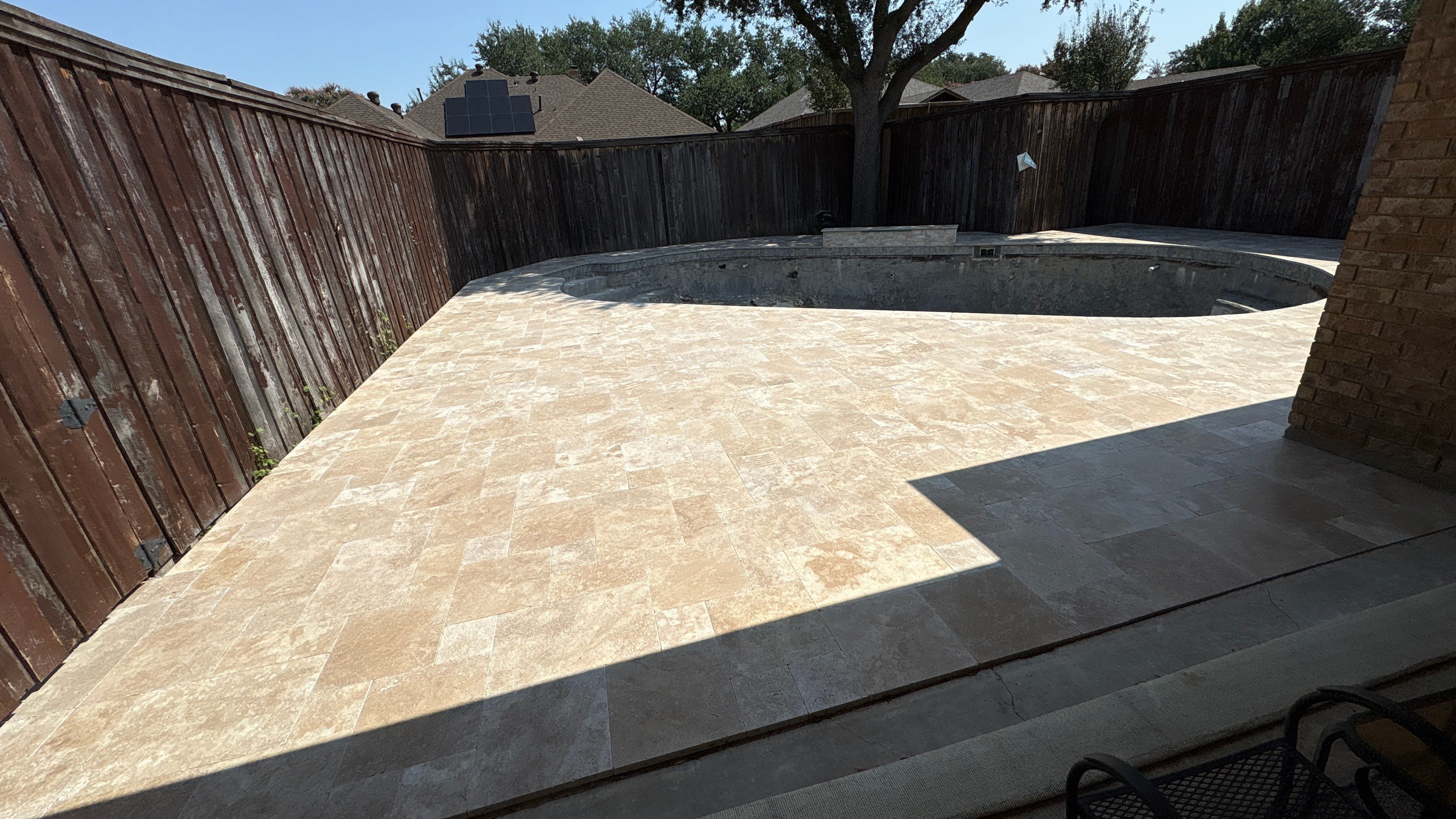 Freeform Pool Remodel with Travertine Deck by Pinnacle Pools and Spas - DFW