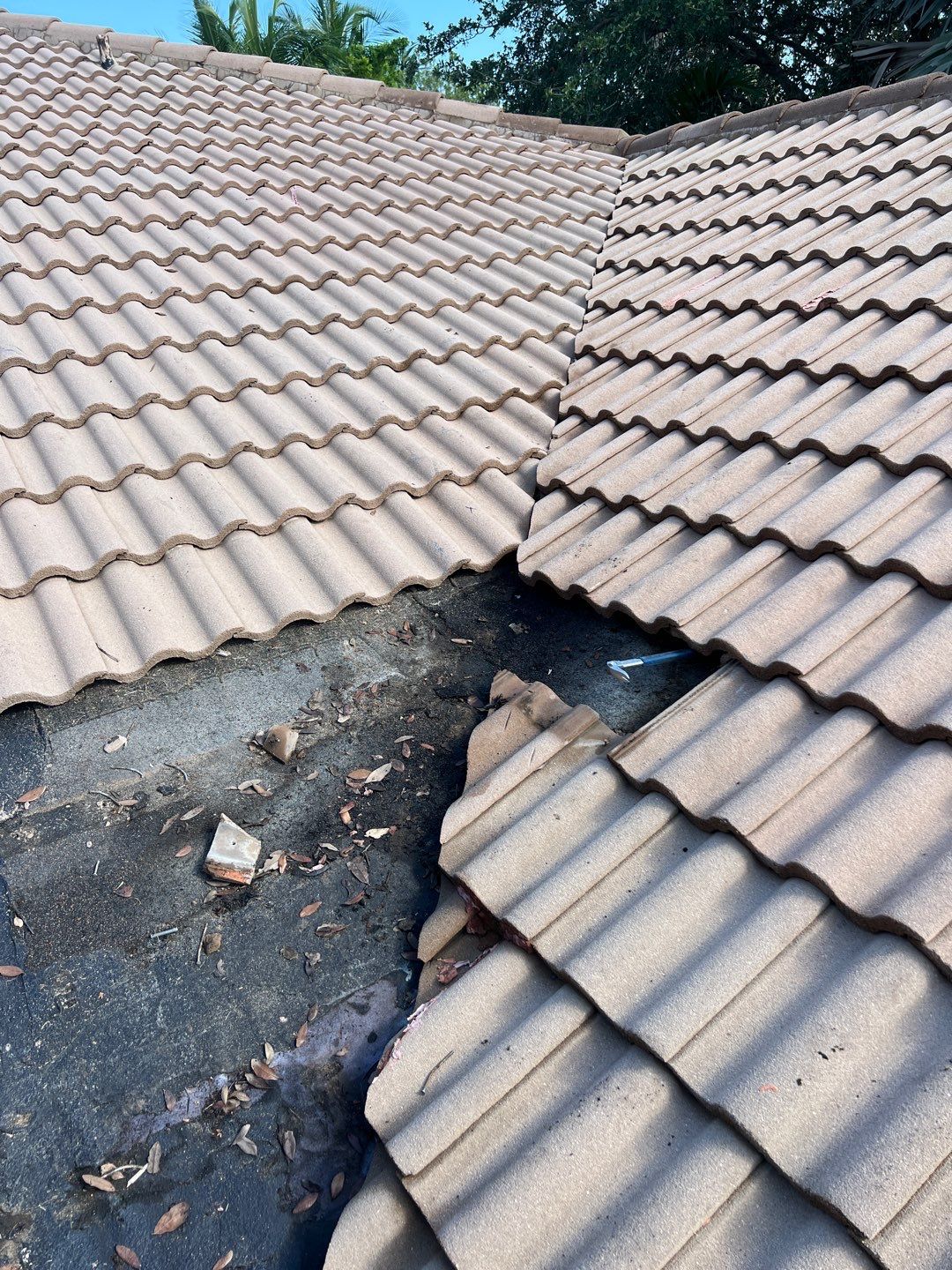 Concrete Tile Roof Leak Repair and Wood Decking Replacement in Parkland by Aastro Roofing