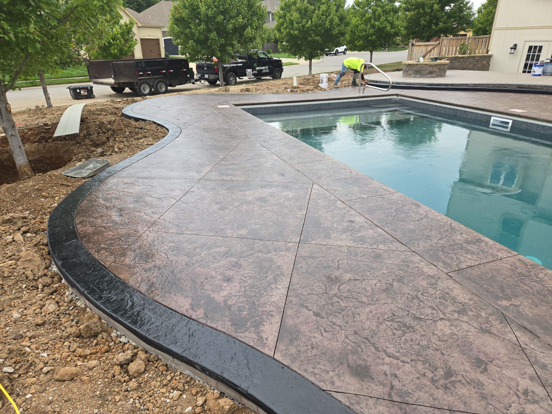 Back Yard Pool Patio by LAND ESCAPES LLC