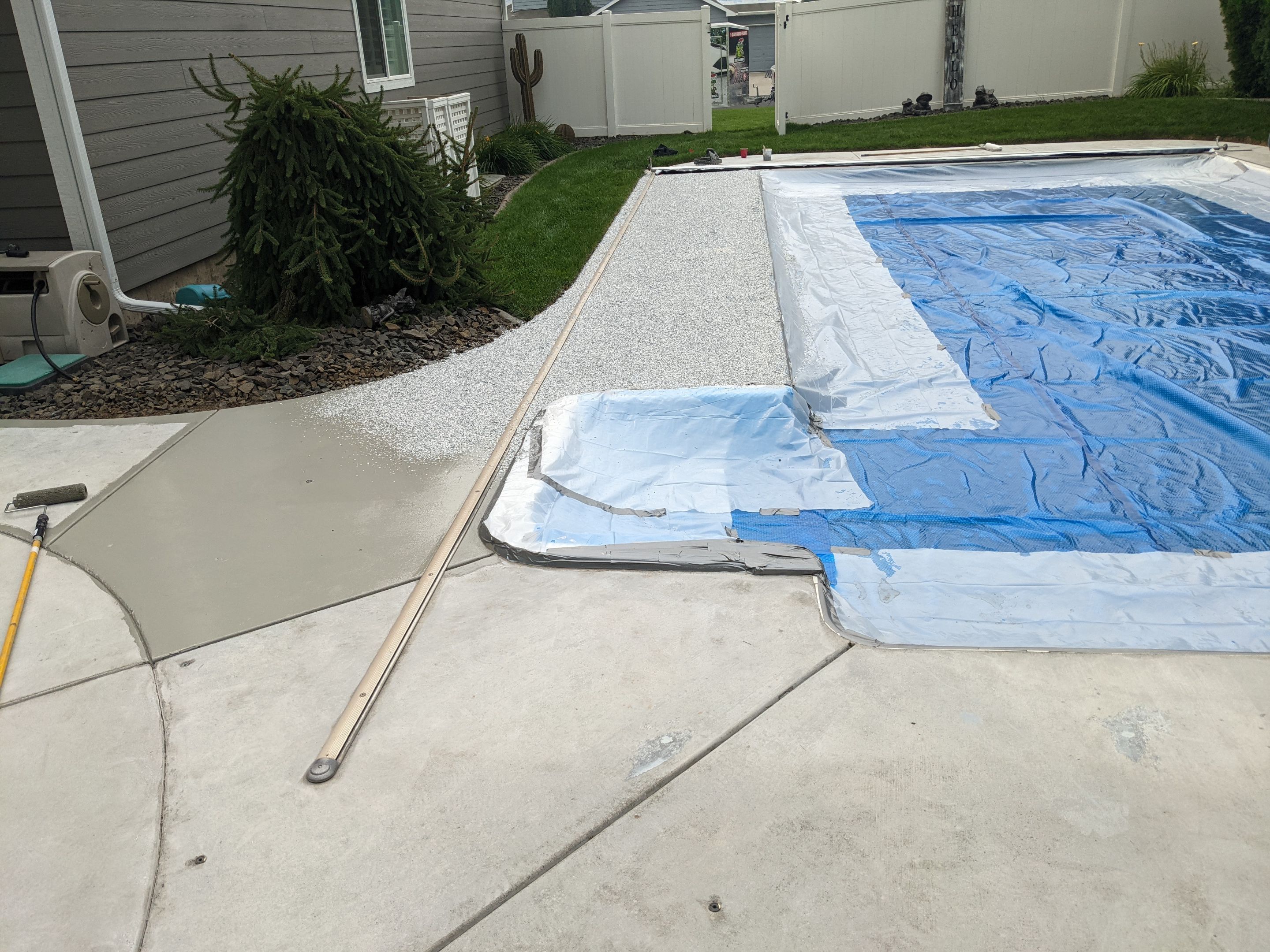 Pool Deck Transformation using Slate Stone by Croc Coatings, LLC