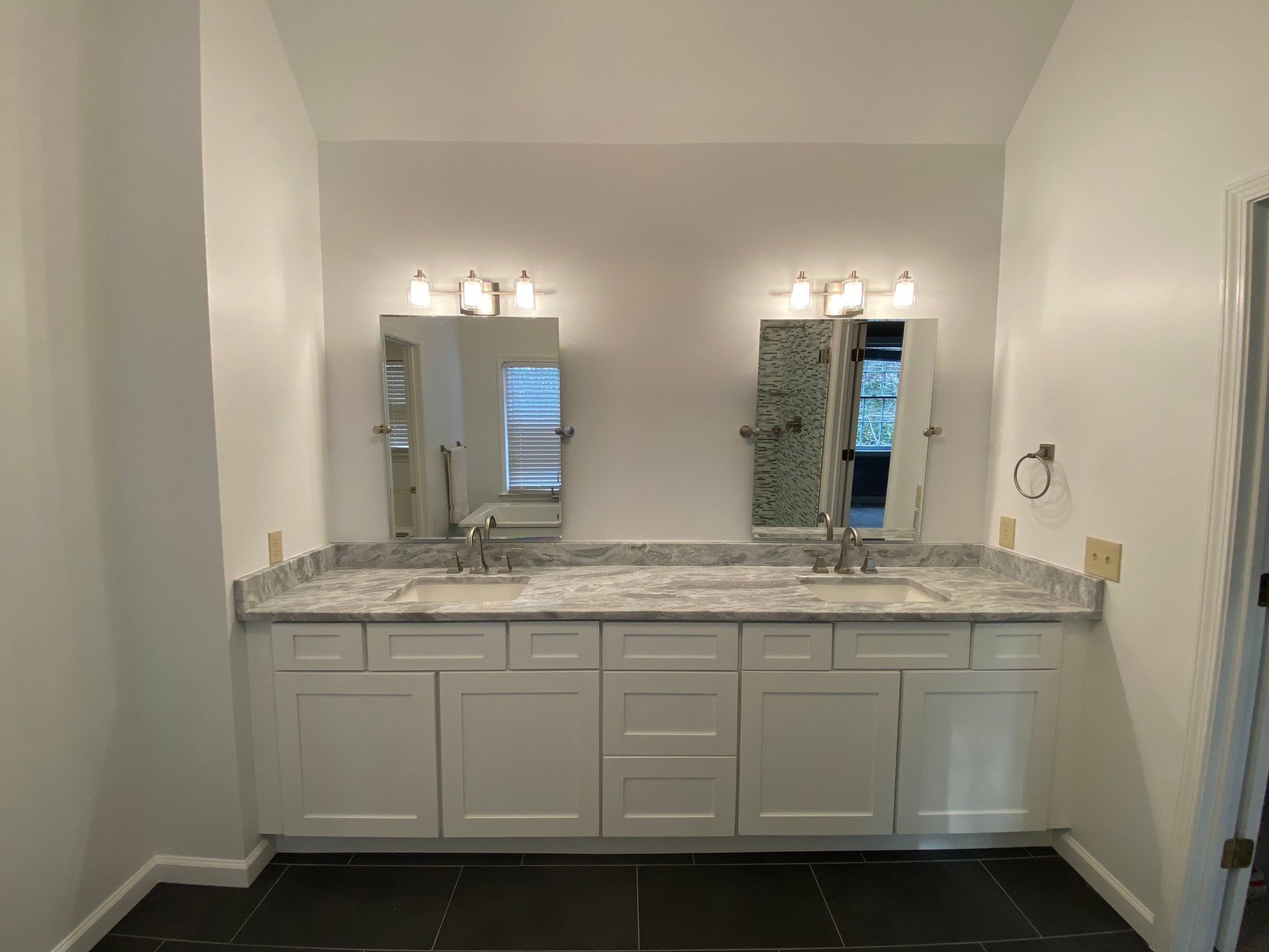 Modern Master Bathroom Remodel with Stacked Stone in Kennesaw by Swift Home Renovations