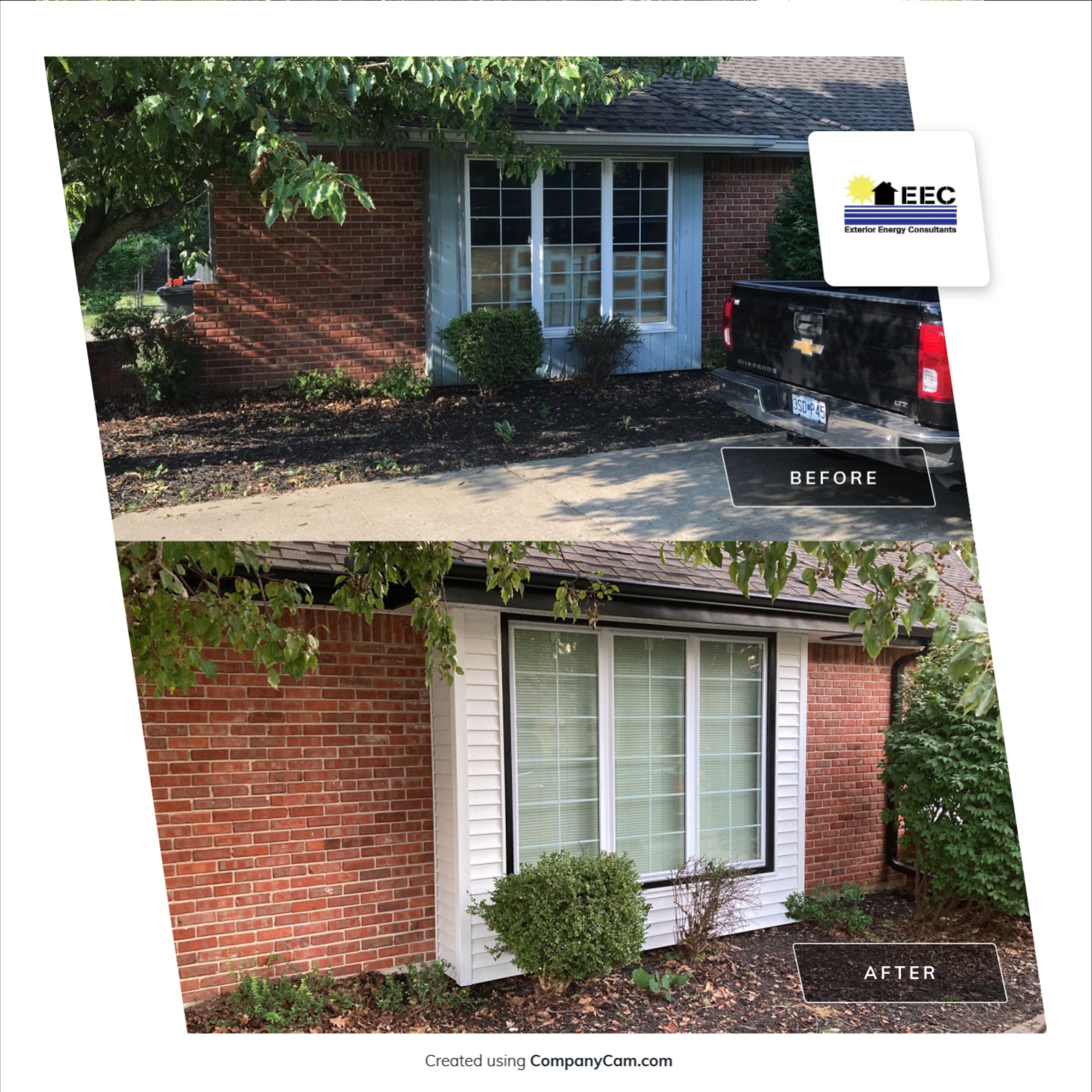 New white siding with Black trim by EEC  Windows, Siding & Roofing 