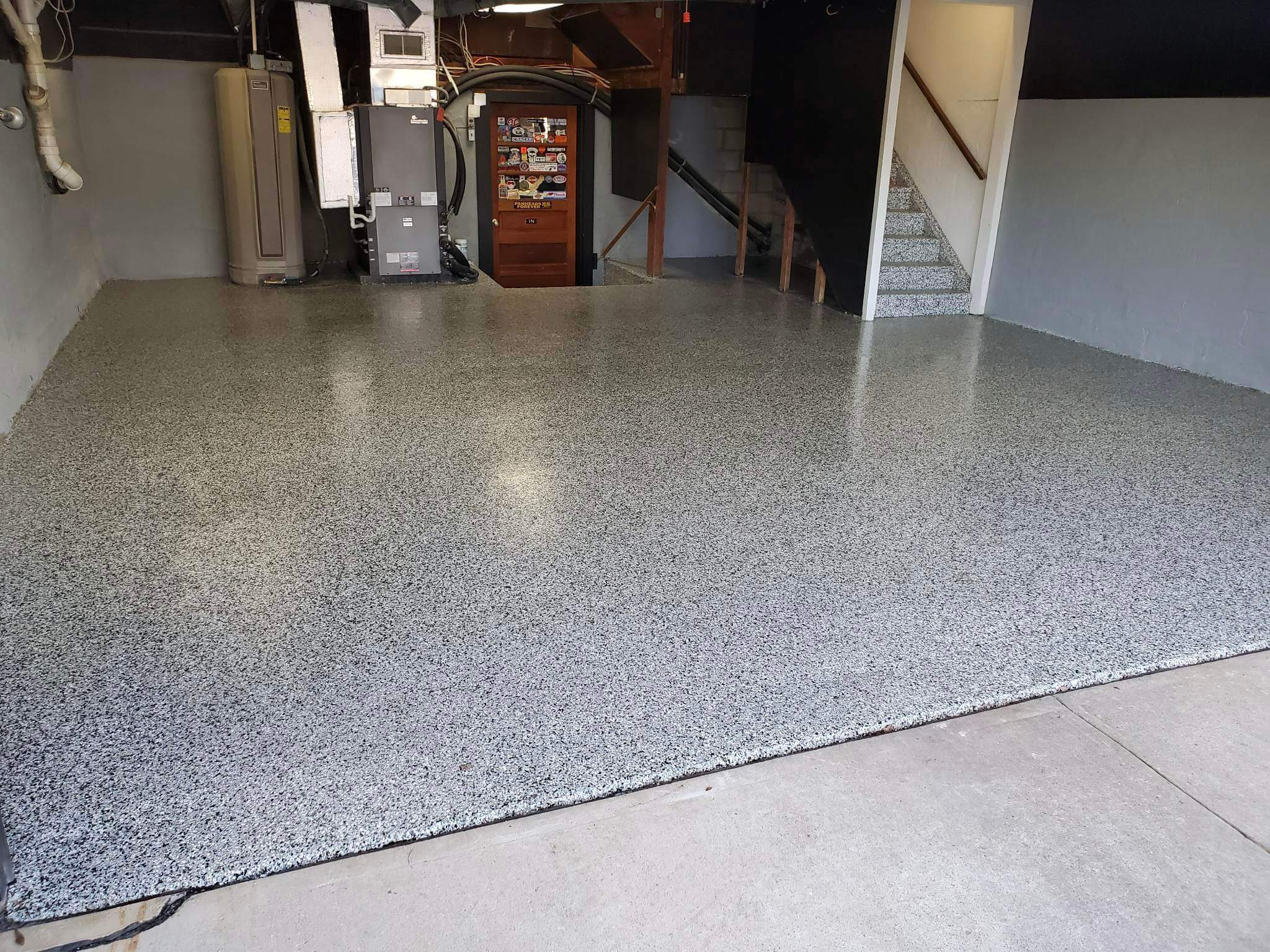 Garage Floor with Stairs using Domino by Your1DayFloor.com