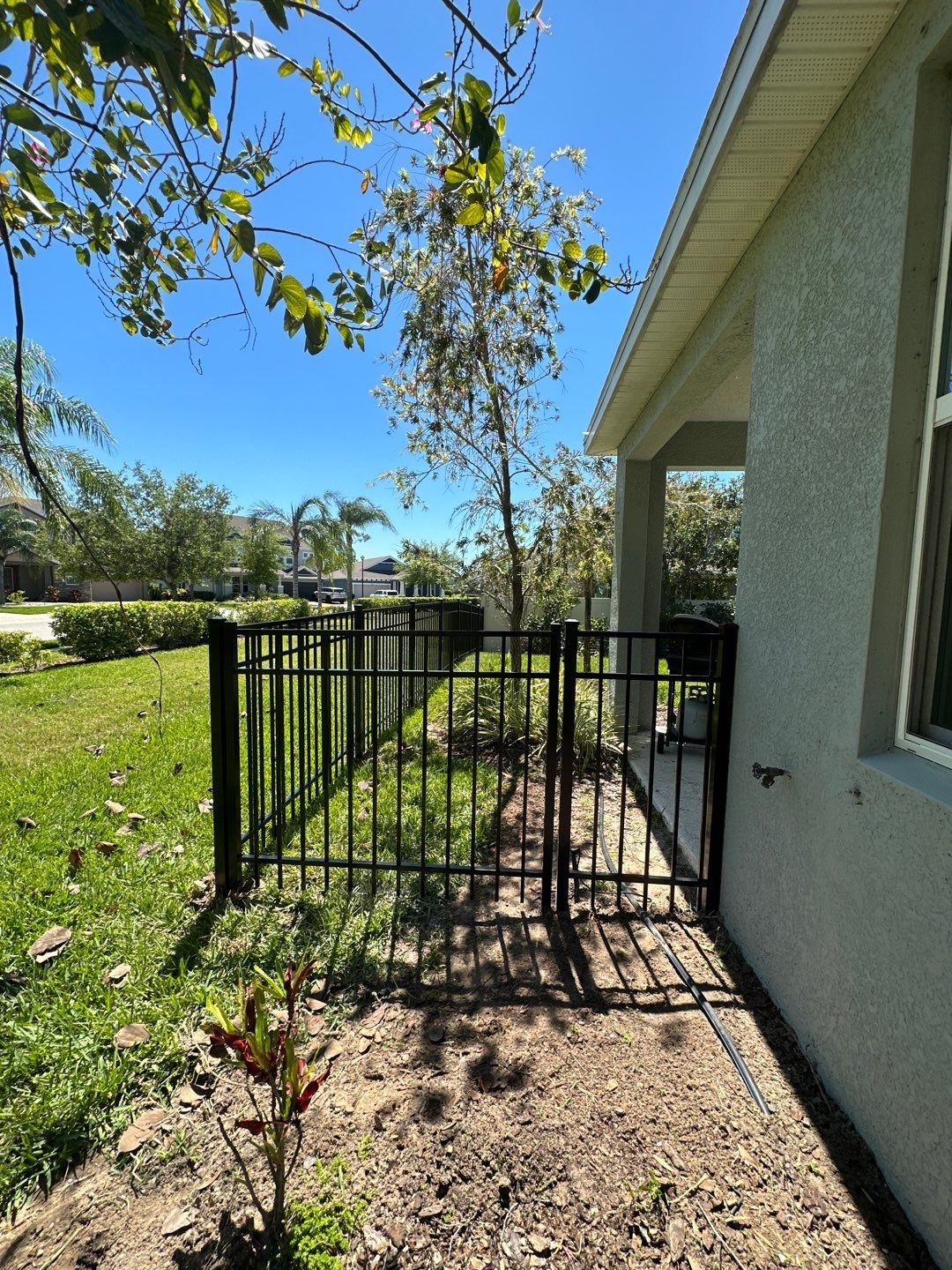 Aluminum Fence Installation using Black 3 Rail Aluminum and Vinyl Privacy Fence  by Asap fence and gates, LLC