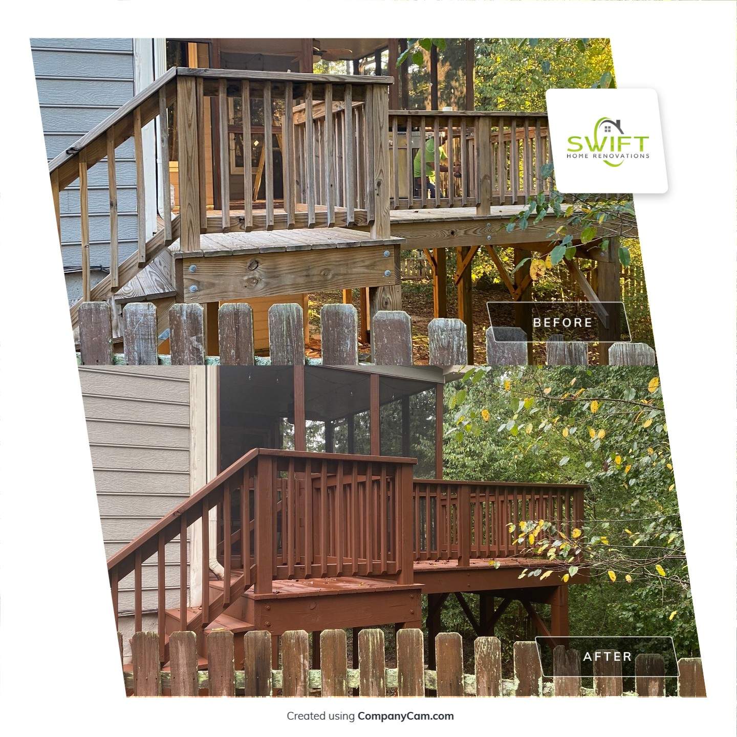 Wood Deck and Screened-In Porch Staining in Woodstock by Swift Home Renovations