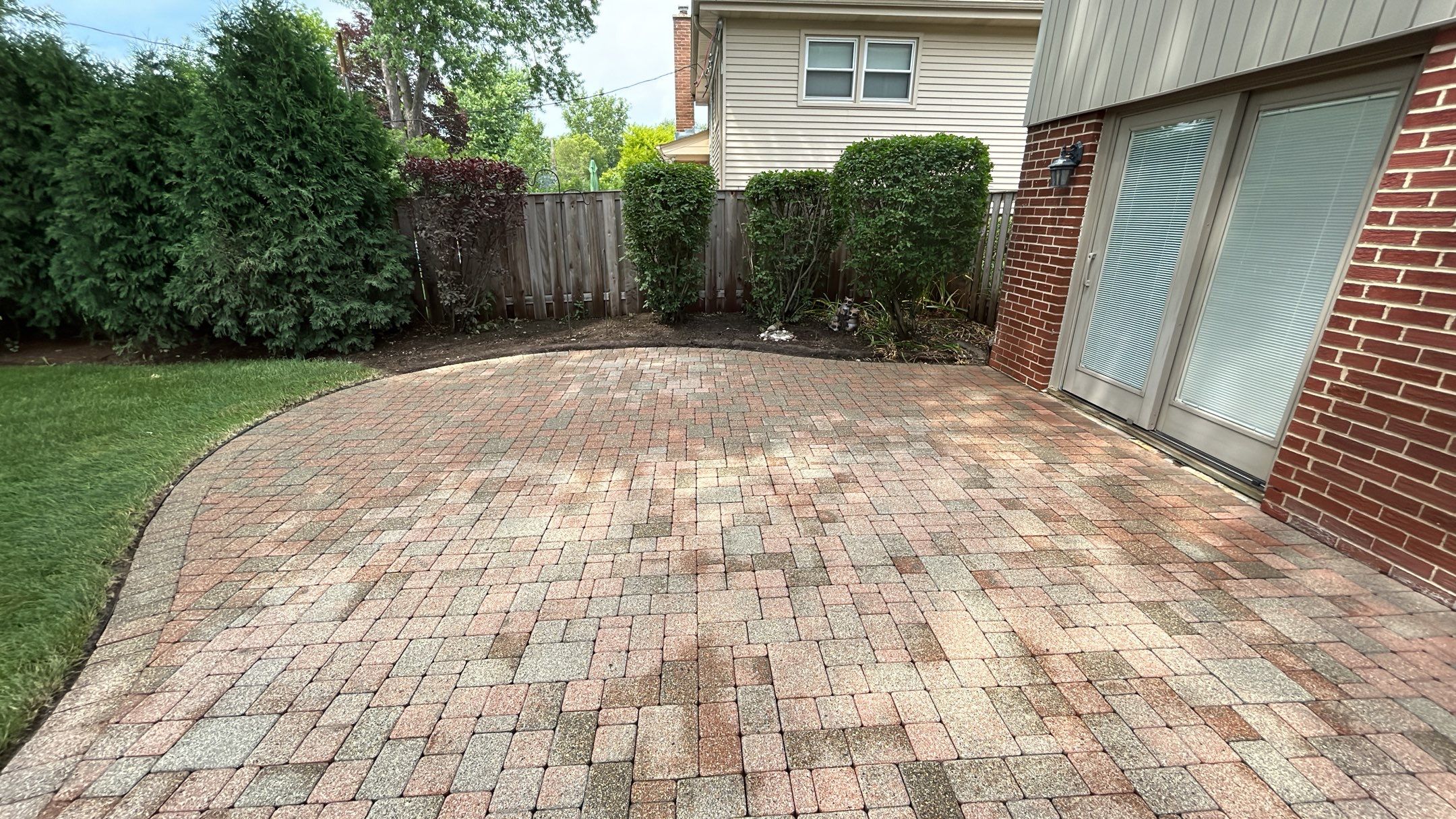 Brick paver clean, sand and seal. using Algaecide, soft wash soap by Northern Power Washing LLC.