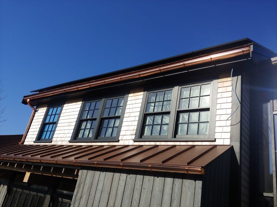 Gutter Installation using 6" Half Round Copper Gutter in Provincetown, MA by Gutter Pro Enterprises