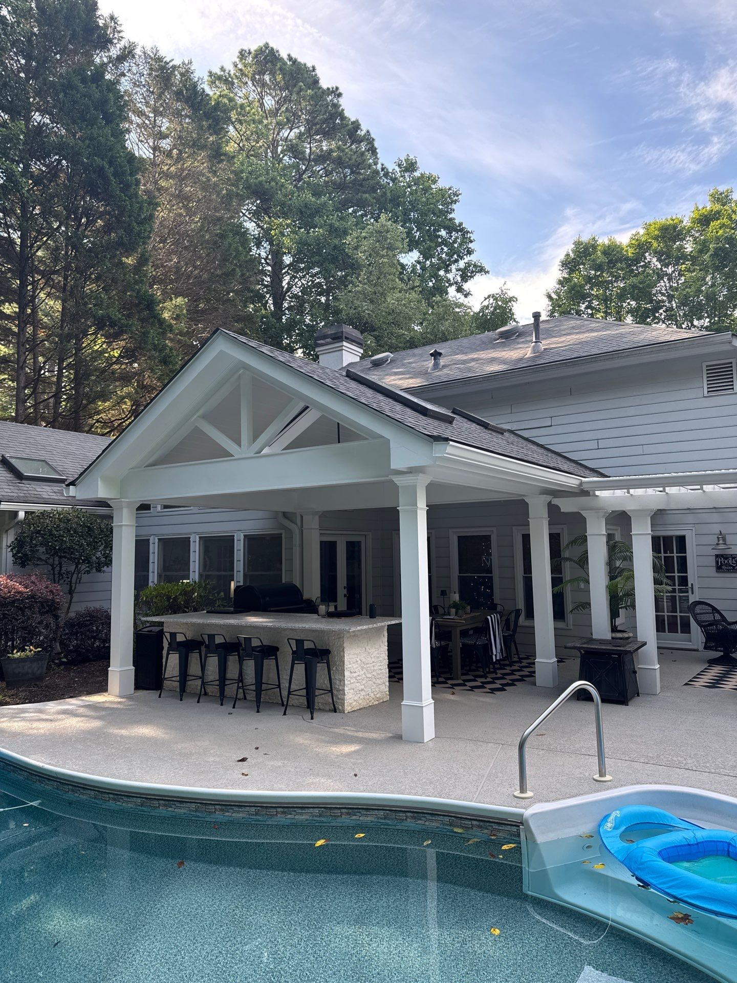 Marietta Poolside Pavilion with Custom Outdoor Kitchen and Pergola by Swift Home Renovations