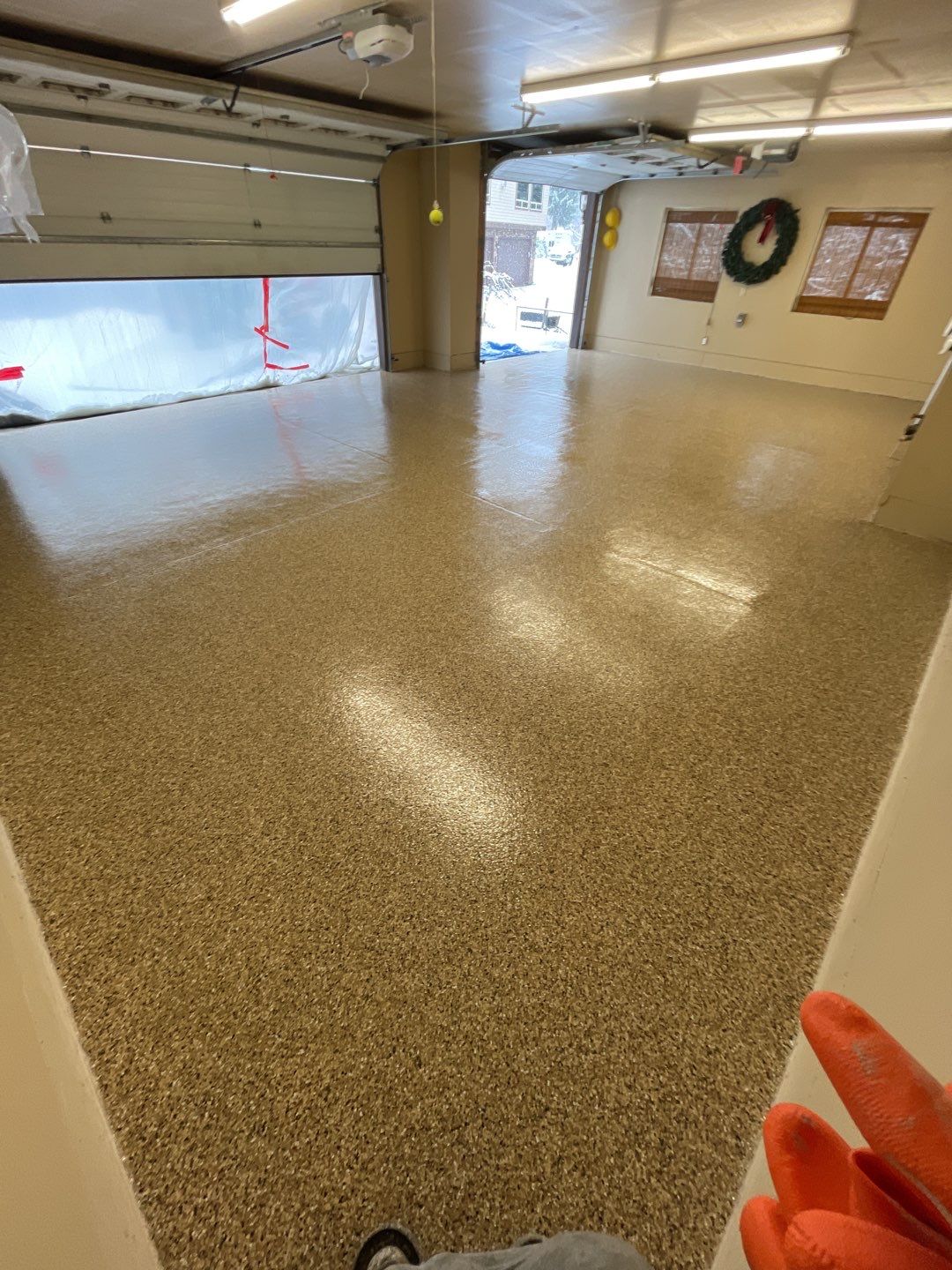 Garage Transformation using Sandstone by Croc Coatings, LLC