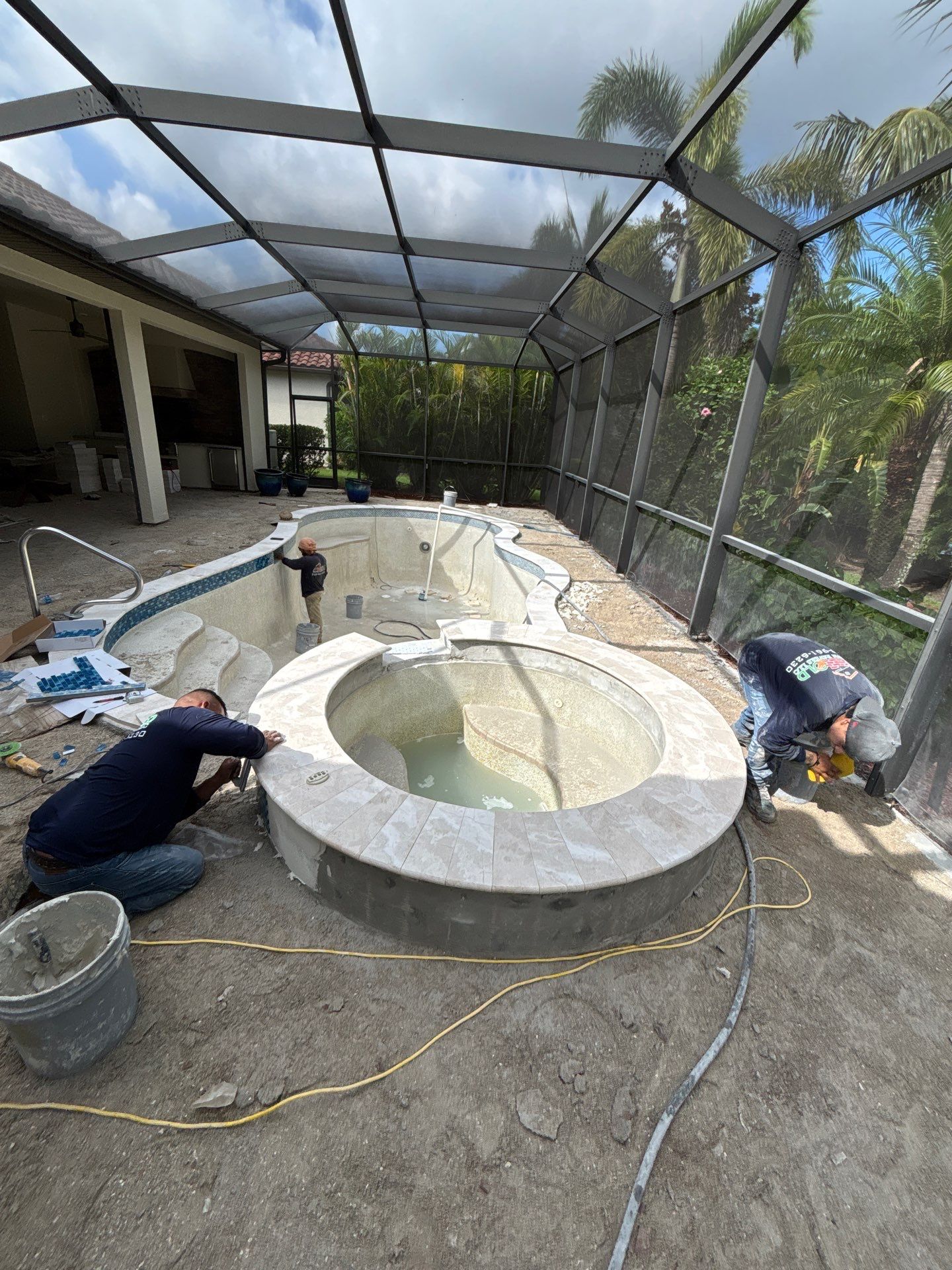 Textured Marble Pool Deck - Bonita National Golf & Country Club by Old Town Pavers Llc