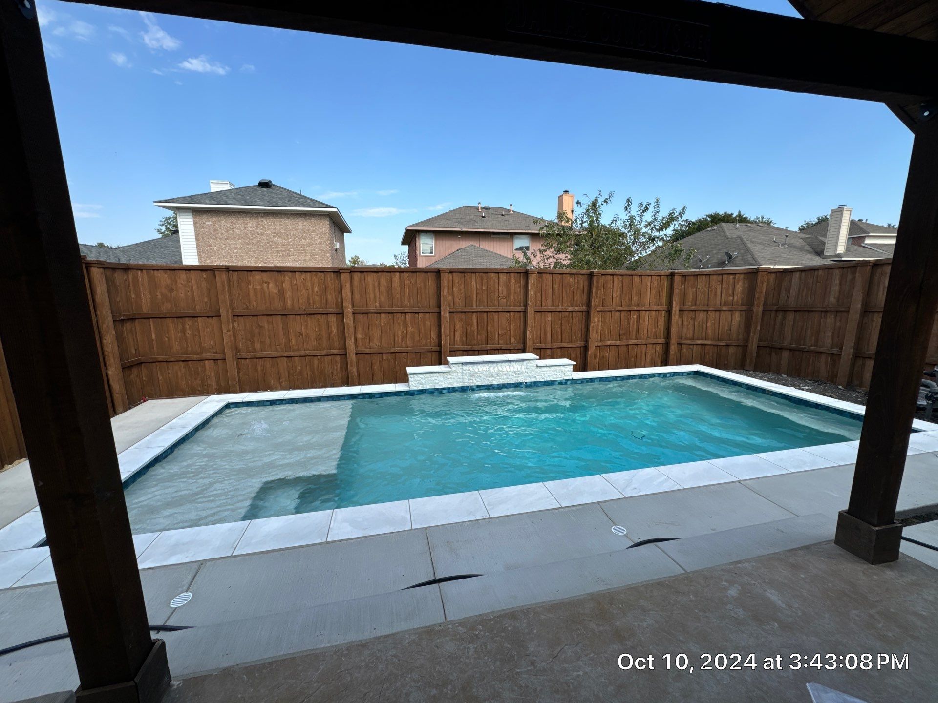 Modern Geometric Pool with Pergola by Pinnacle Pools and Spas - DFW