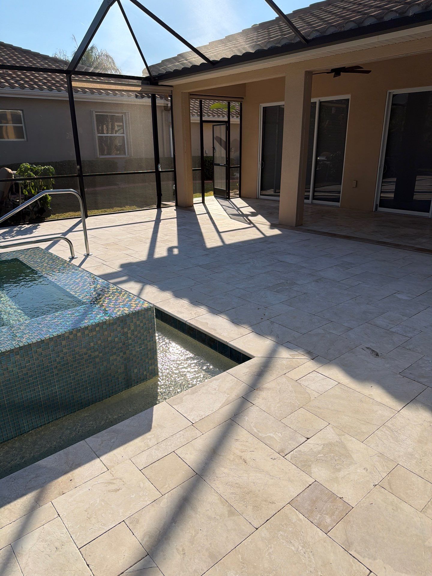Travertine Paver Sealing Project in Sun City Center by Supreme Paver Experts