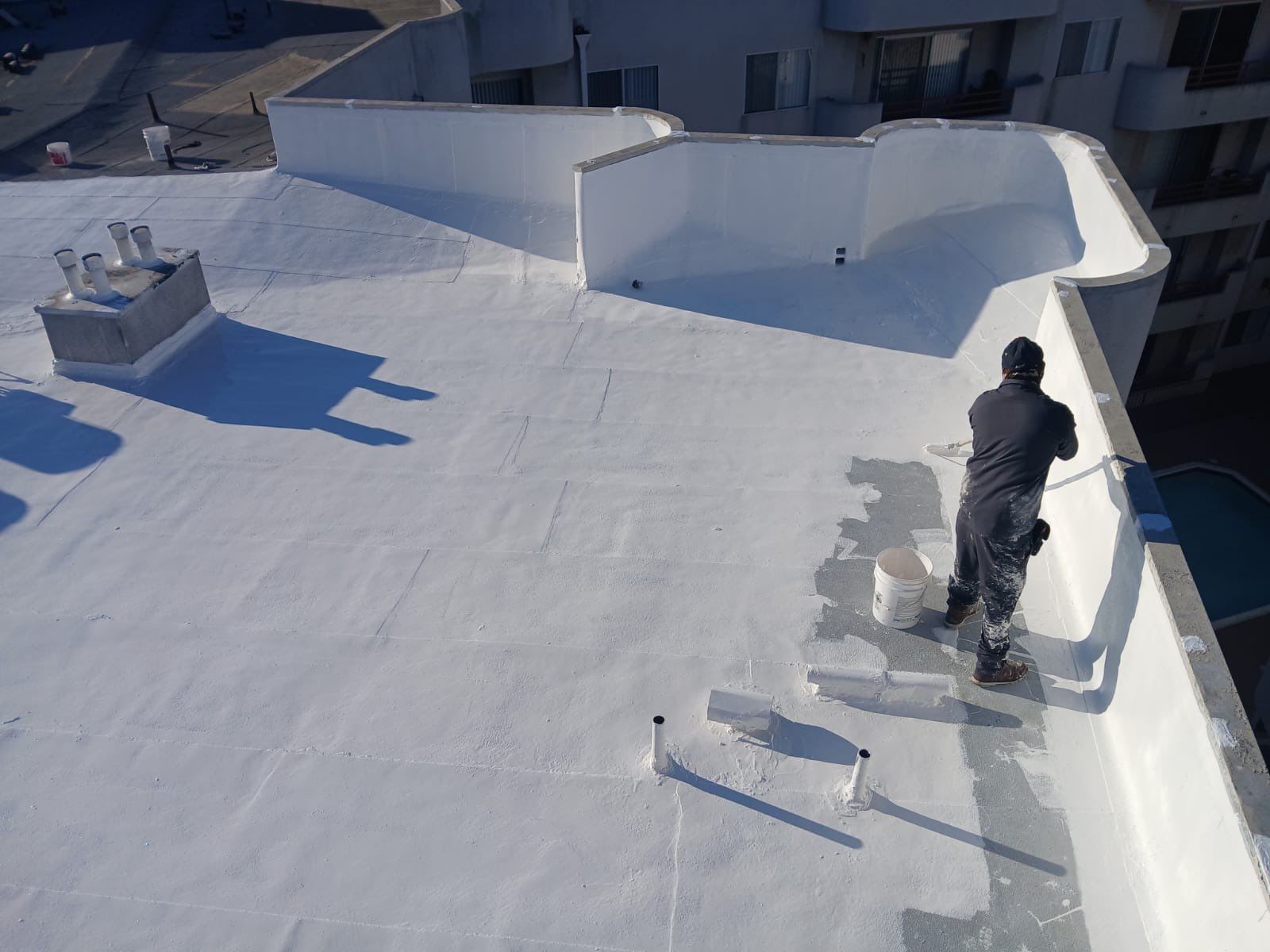 Commercial Roofing Repair using American Standard Silicone System by Hull Brothers Roofing
