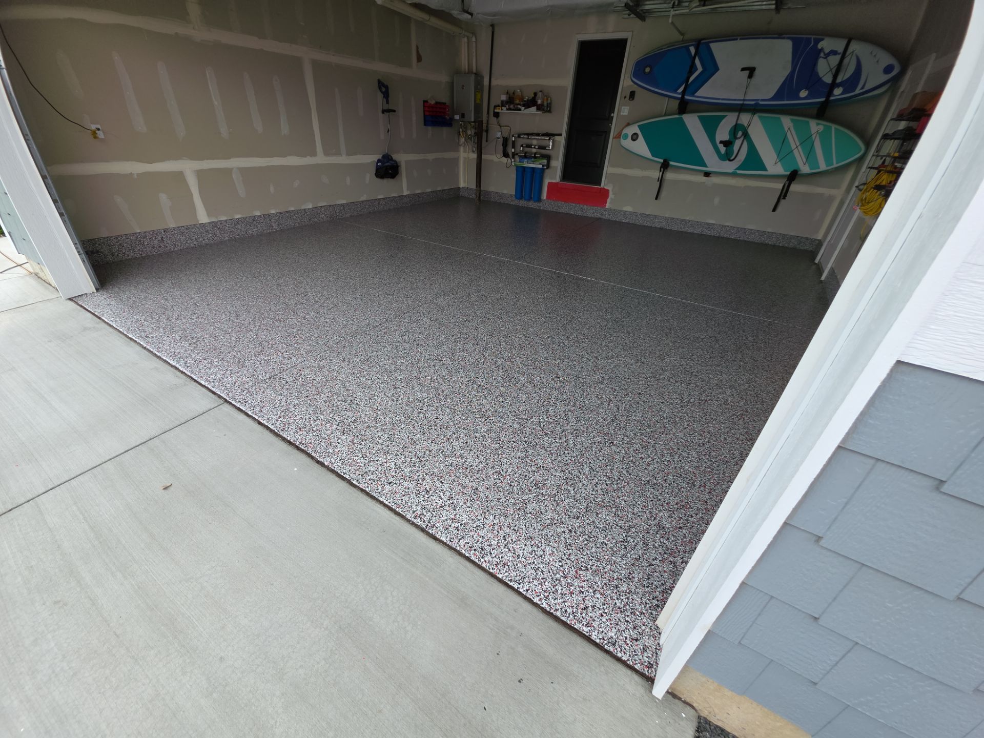 Garage Transformation using Domino w/ 5% Cherry Bomb Red  by Croc Coatings, LLC