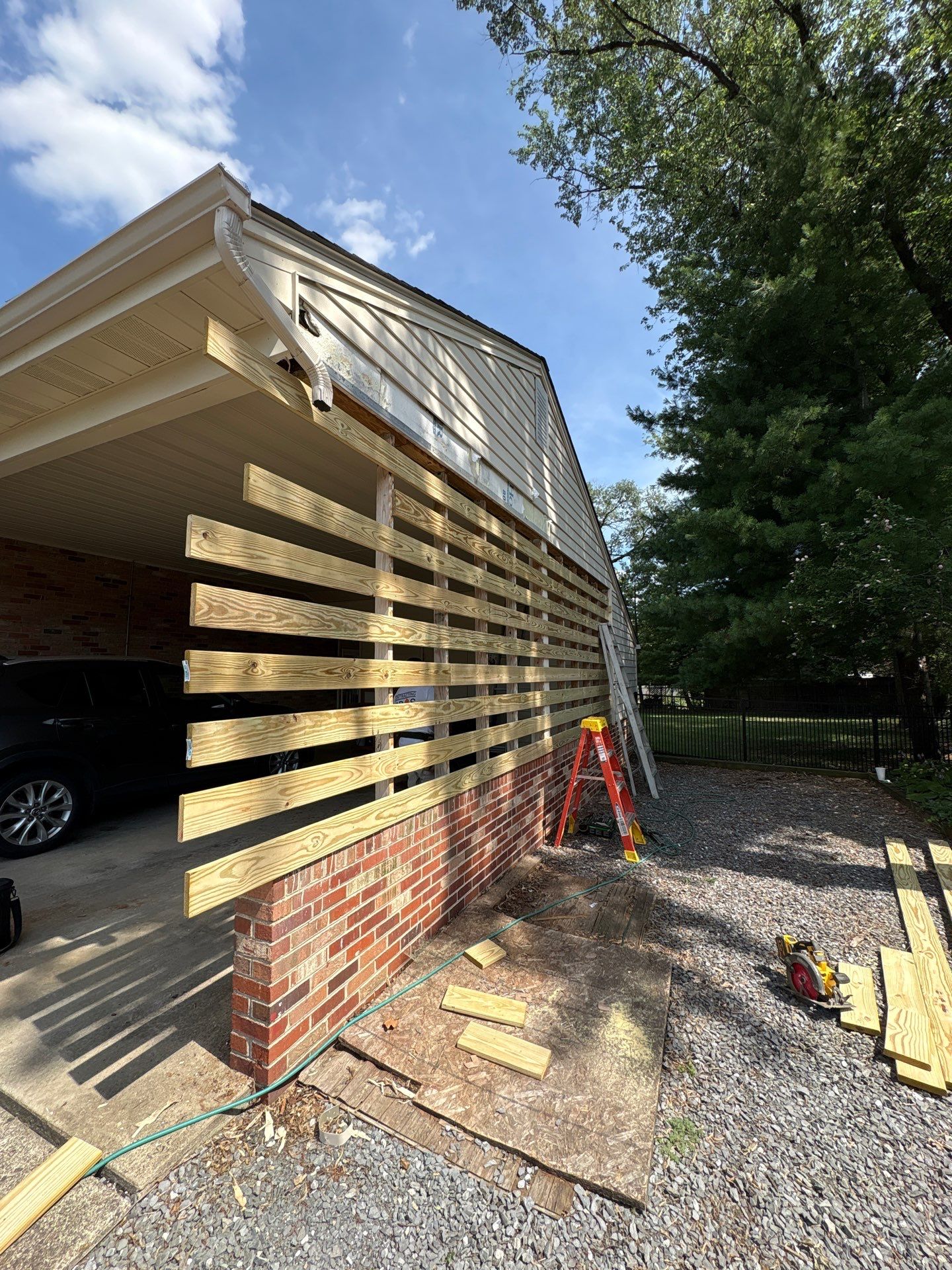 Carport Structural Repair and Custom Privacy Screen Installation in Leesburg by Contracting Bros Llc