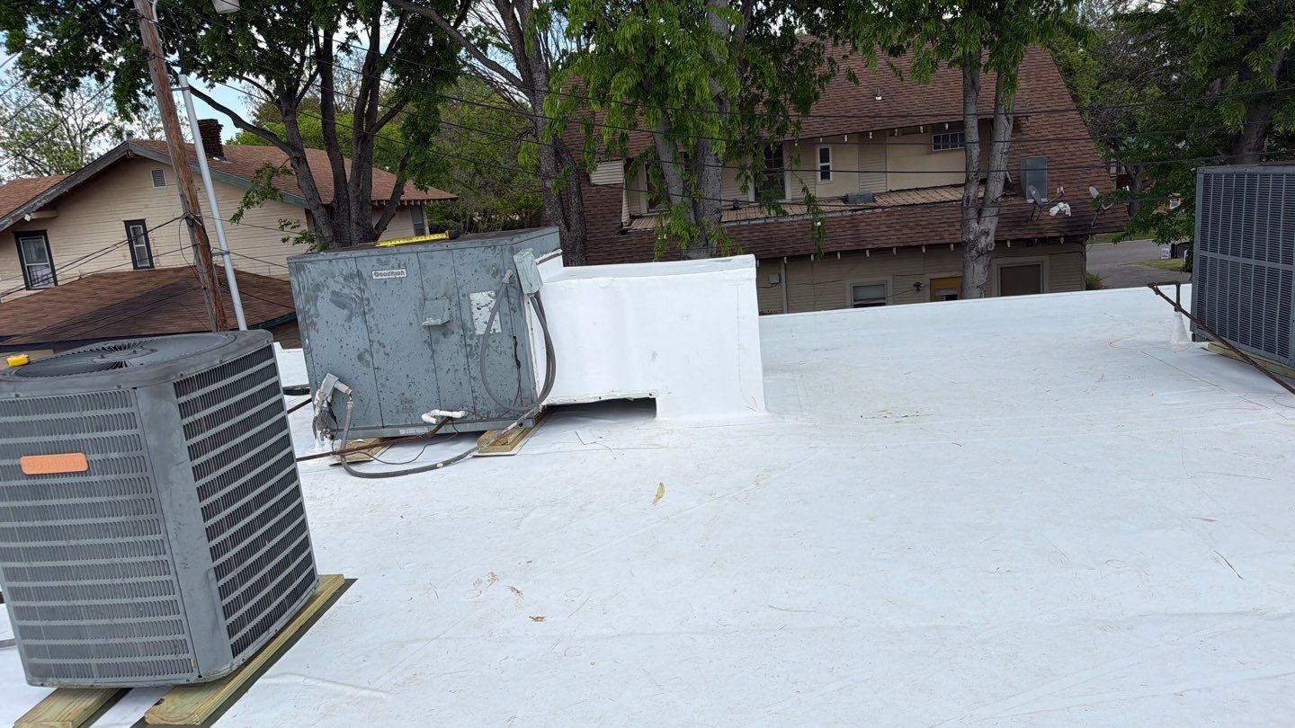 Commercial TPO Roof Replacement in Ardmore for McLish Church by BANA Roofing and Solar Supply