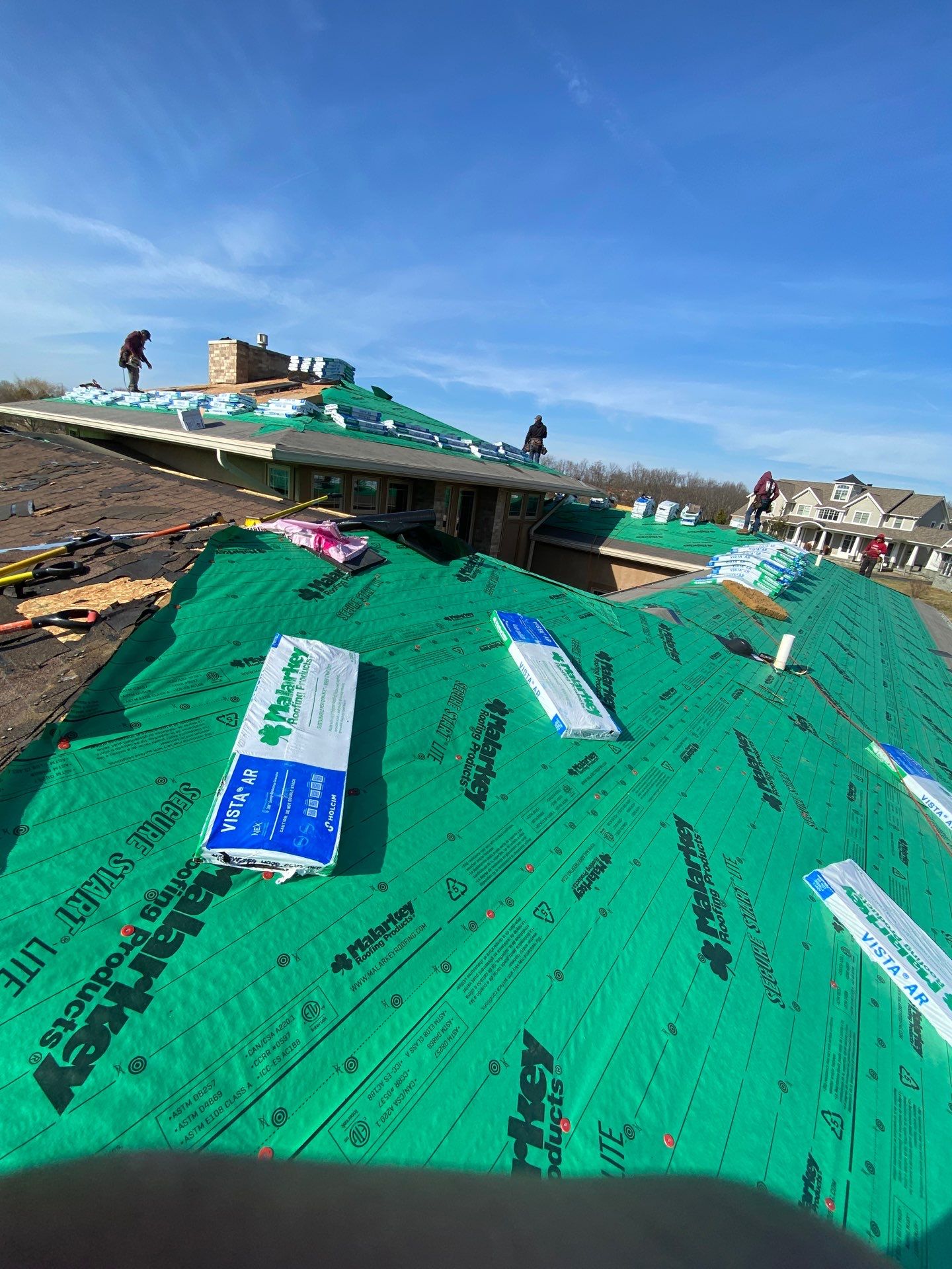 Residential Roofing Installation using Malarkey Vista AR Shingles (Weathered Wood Plus) by Koontz Construction