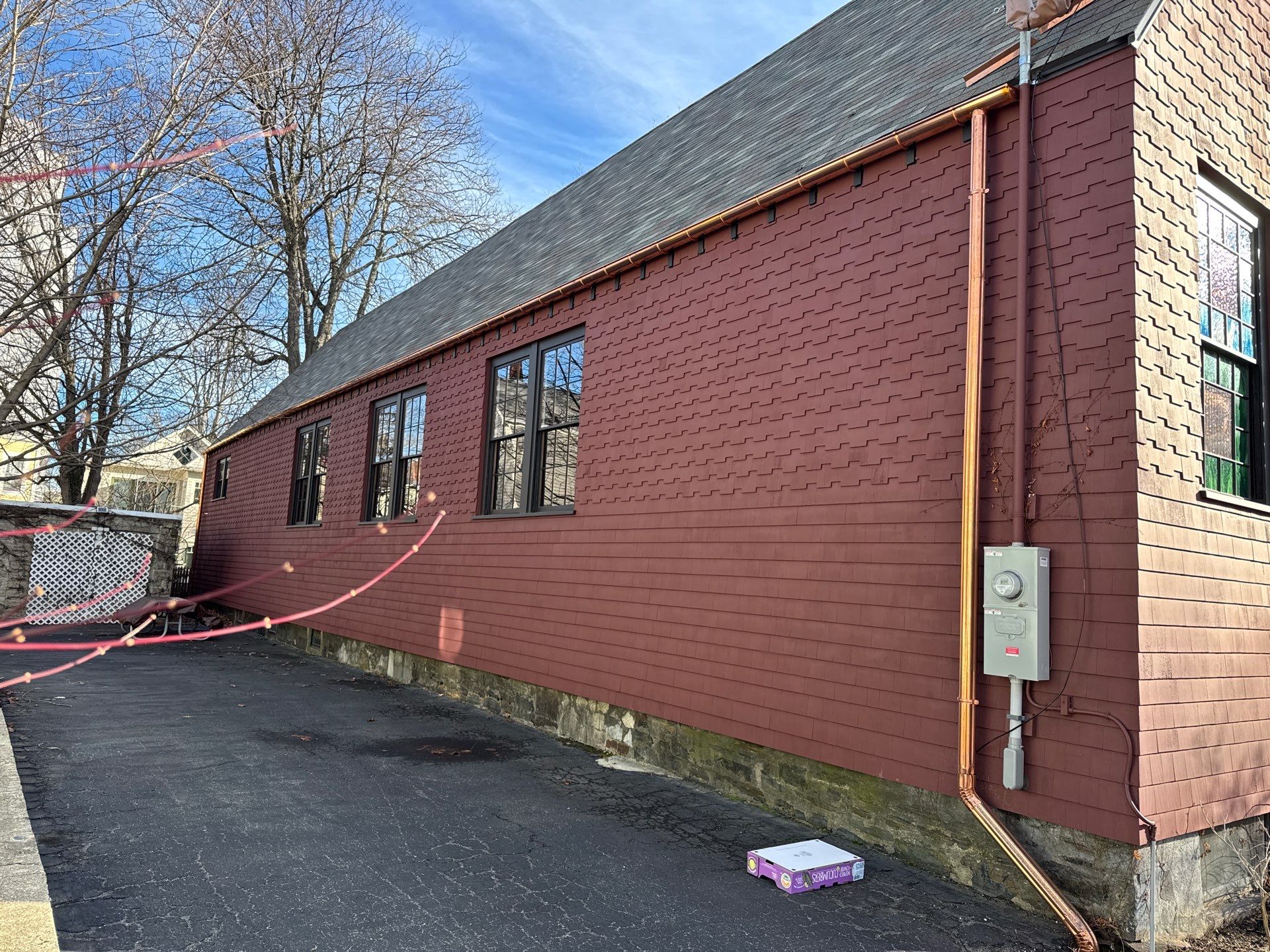 Gutter Installation using 6" Half Round Copper Gutter in Cambridge by Gutter Pro Enterprises