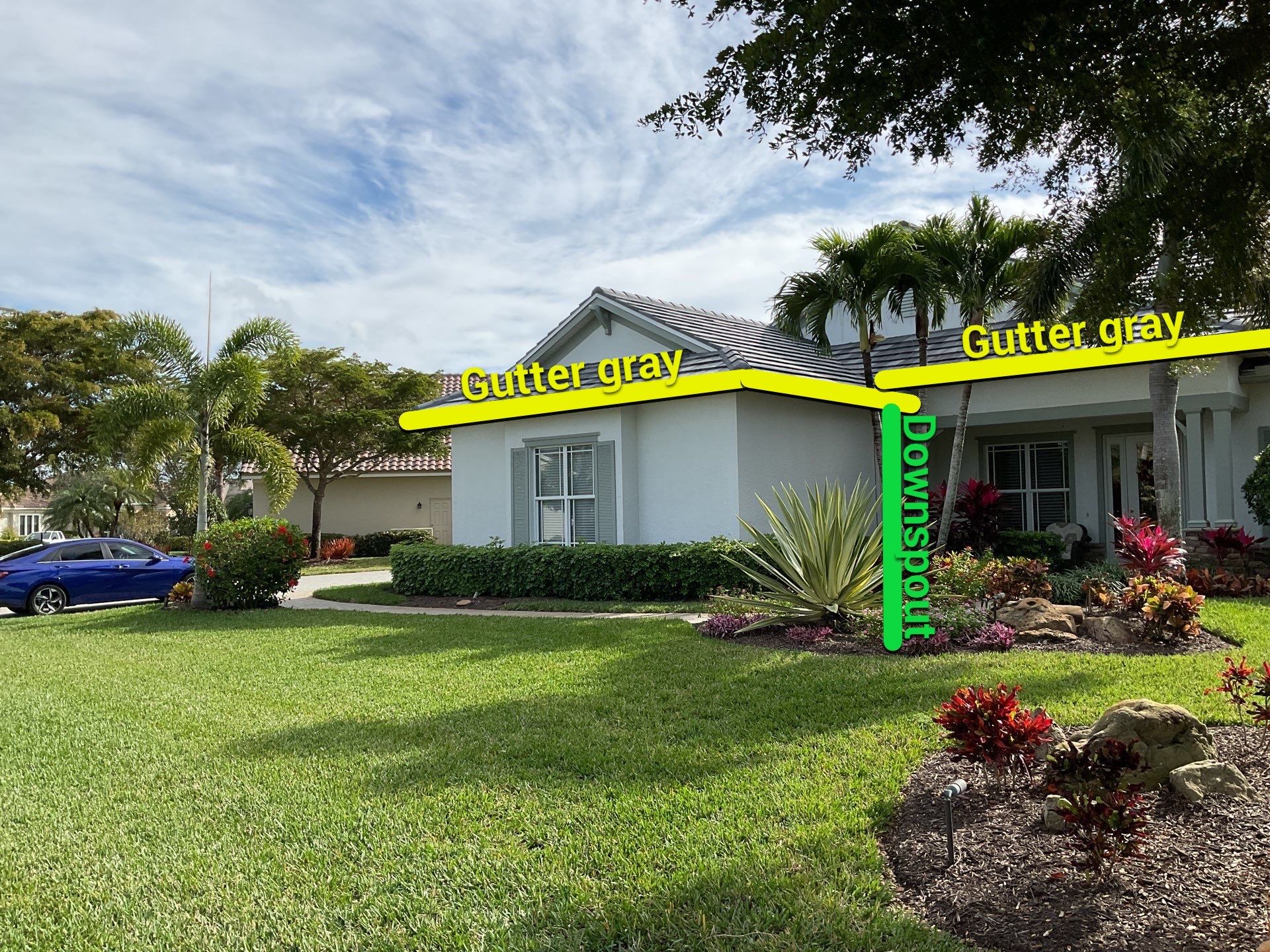 7-inch Grey Gutter Installation and White Downspouts in Fort Myers FL  by Gutter Professors
