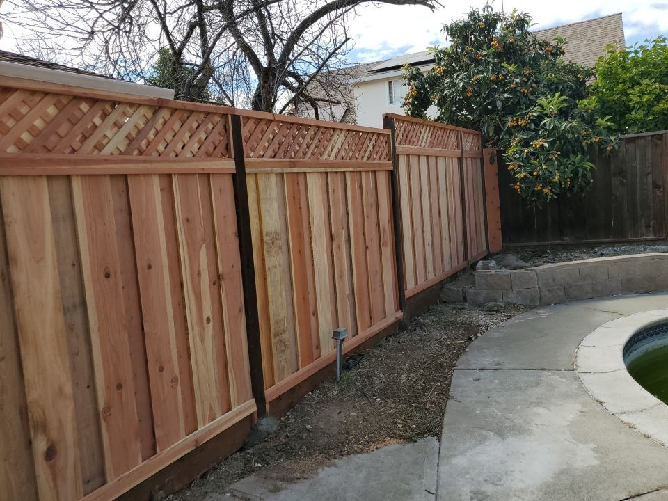 BOARD ON BOARD W/ 1' TRIPLE LATTICE by Fremont Fence Inc