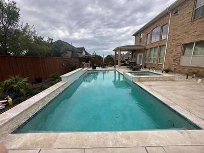 Geometric Pool with Raised Spa and Tanning Ledge