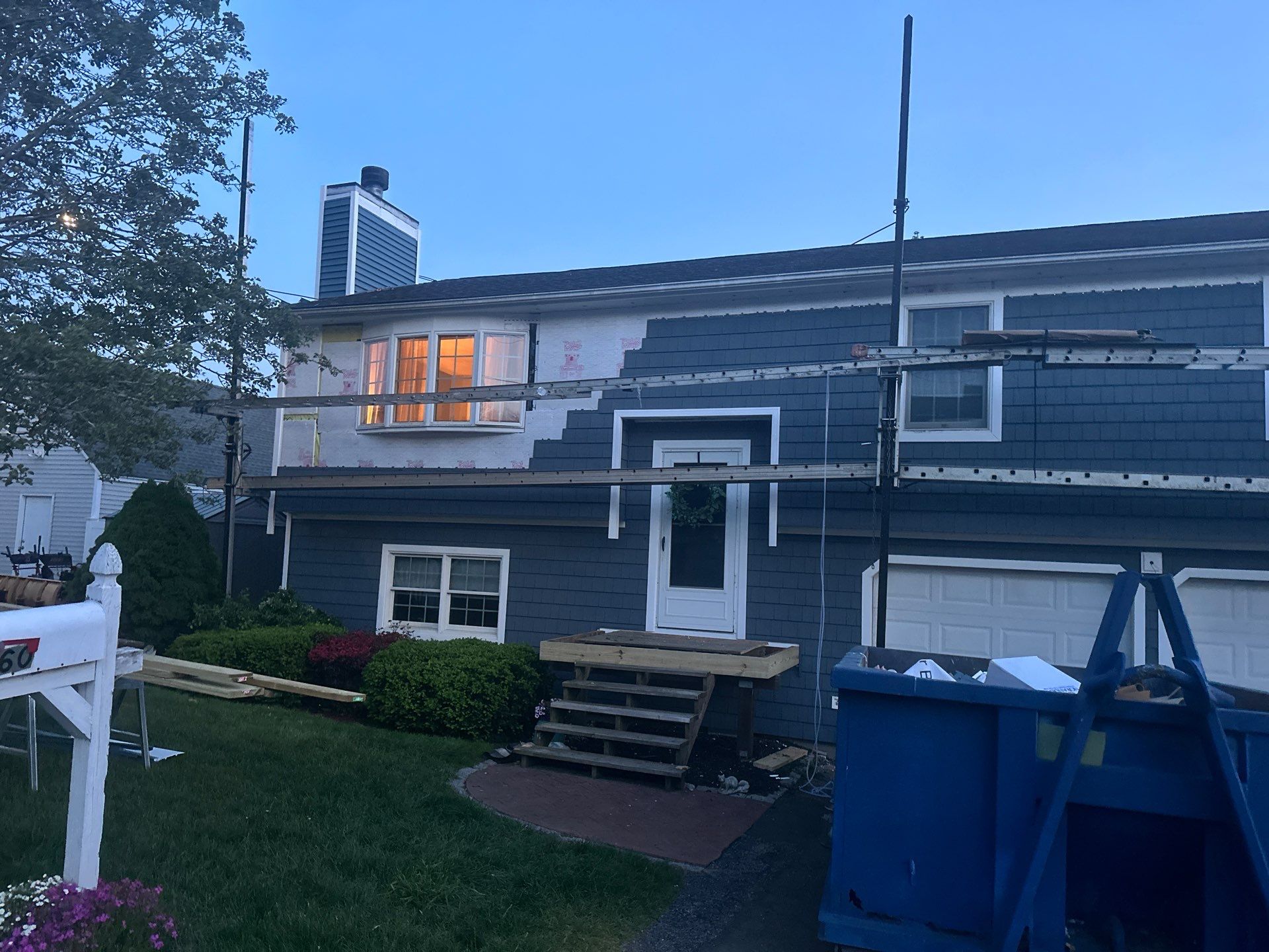 Siding Installation using Certainteed Cedar Impressions Straight Edge Perfection Shingles - D7 - Pacific Blue by A Plus Exterior