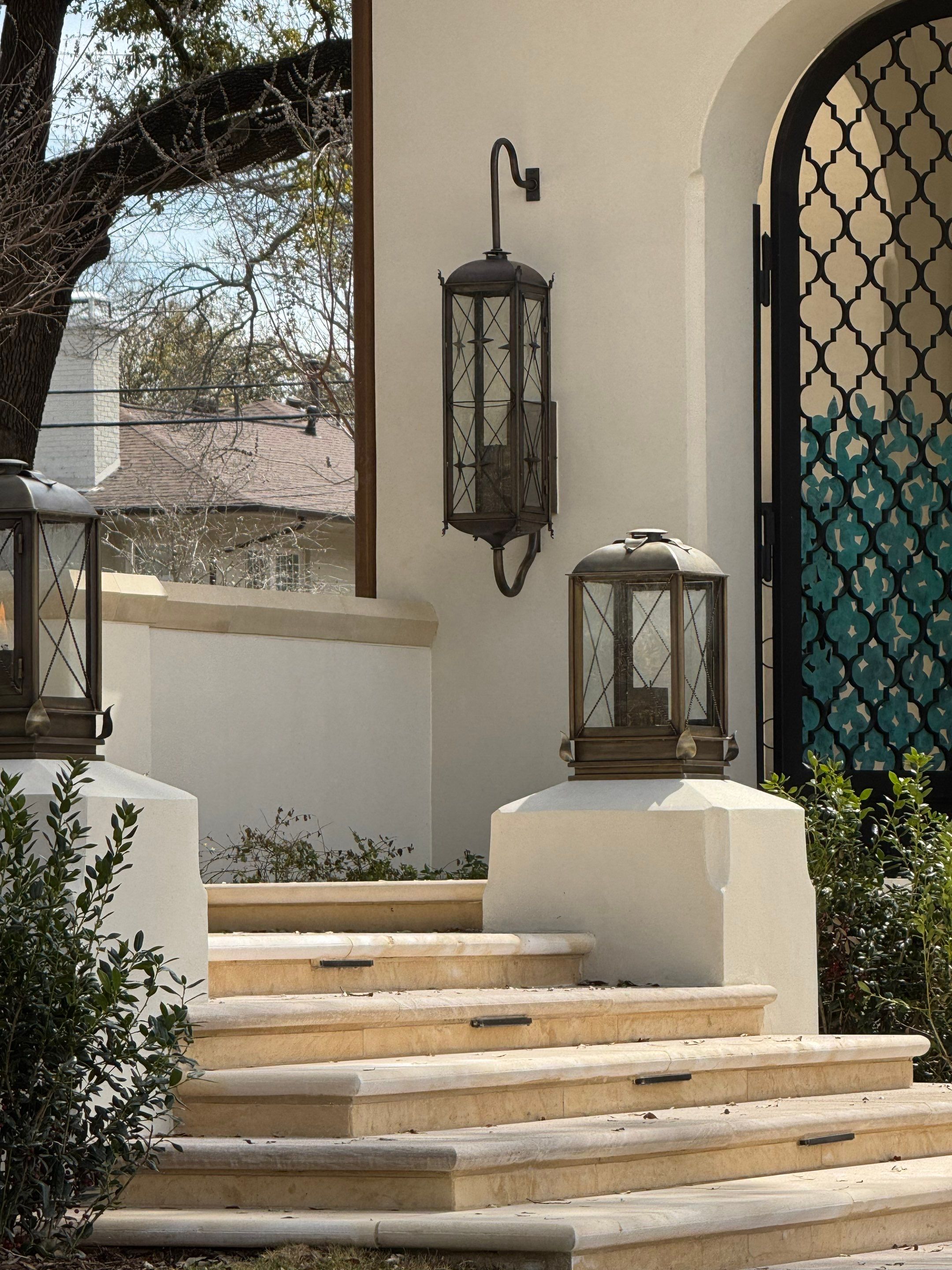 Custom Bronze Lantern and Outdoor Lighting Installation in Dallas by Solara Custom Living