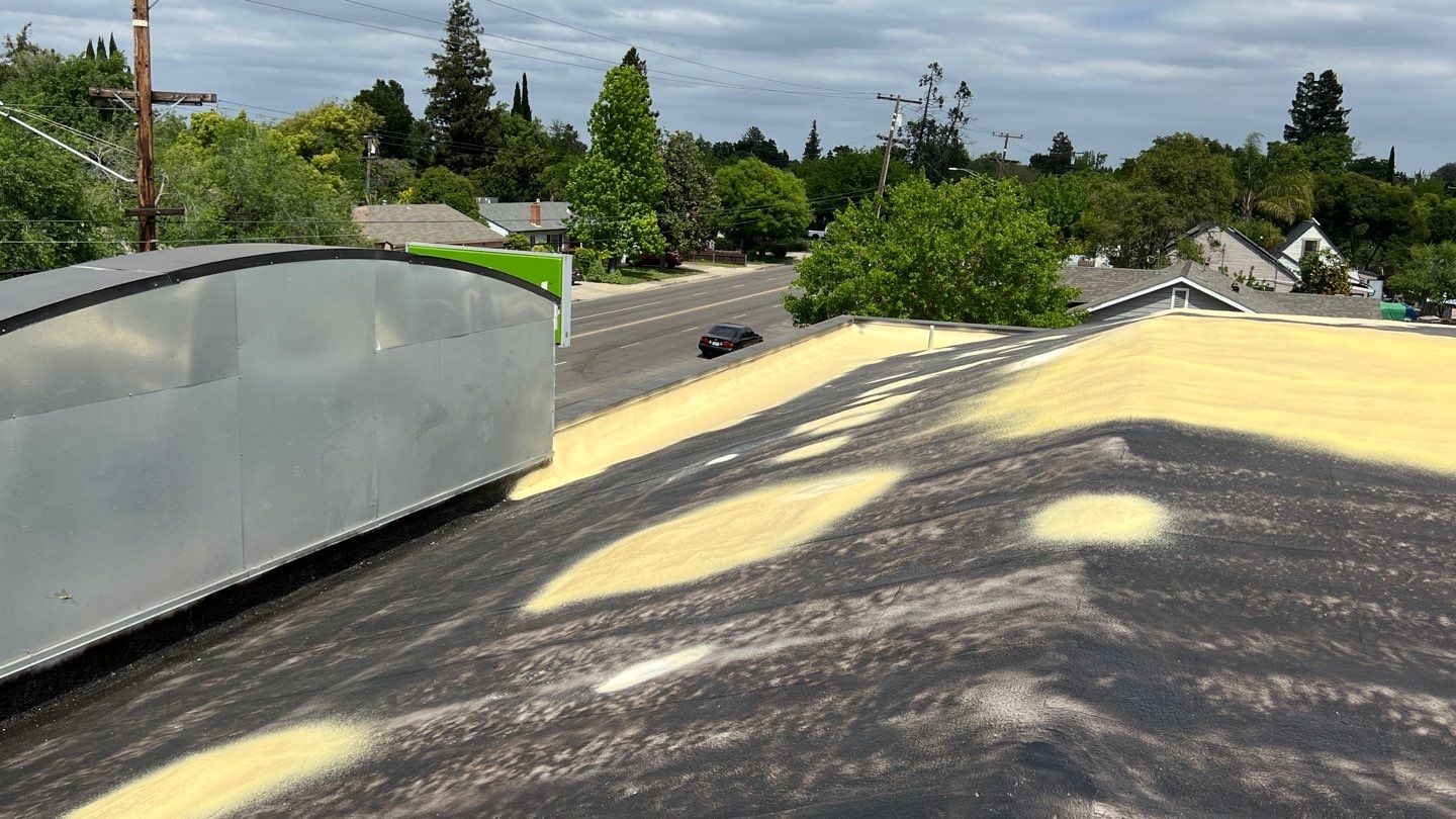 Foam Refurbish using Conklin Benchmark/PUMA XL coatings and spray foam by Straight Edge Roofing Inc