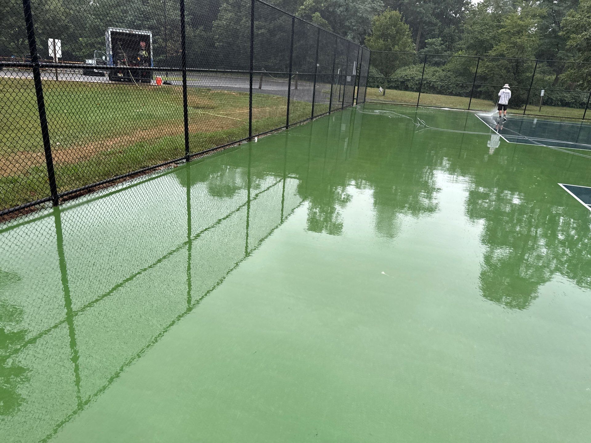 Soft Wash Tennis Court Cleaning by Clearview Washing
