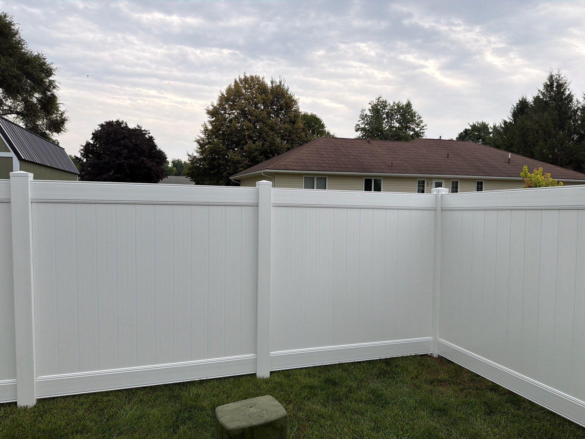 White Vinyl Privacy Fence and Double Gate Installation in Jesup by Perfect Picket Fence and Stain
