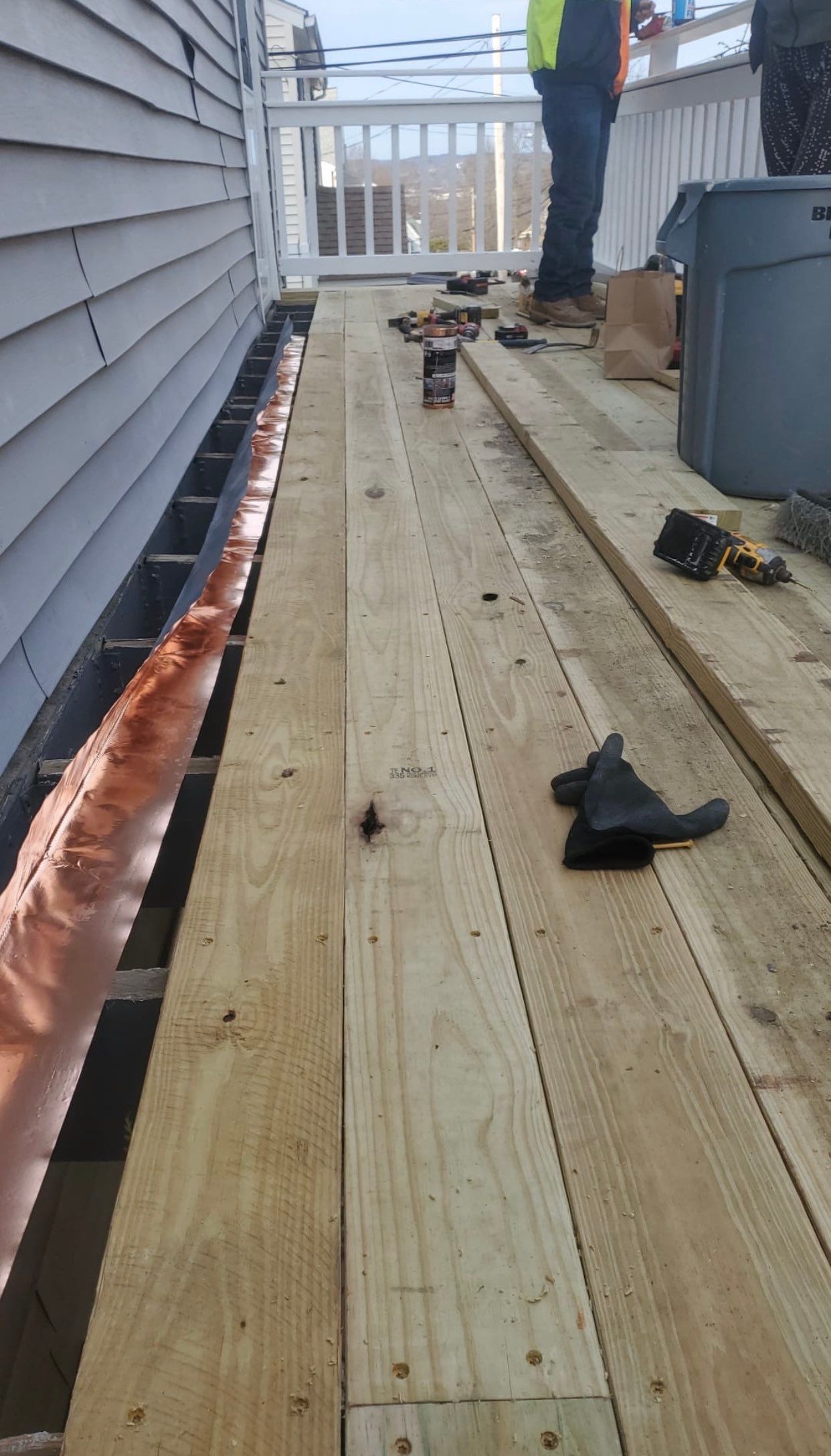 Deck Installation using Pressure treated railing by A Plus Exterior