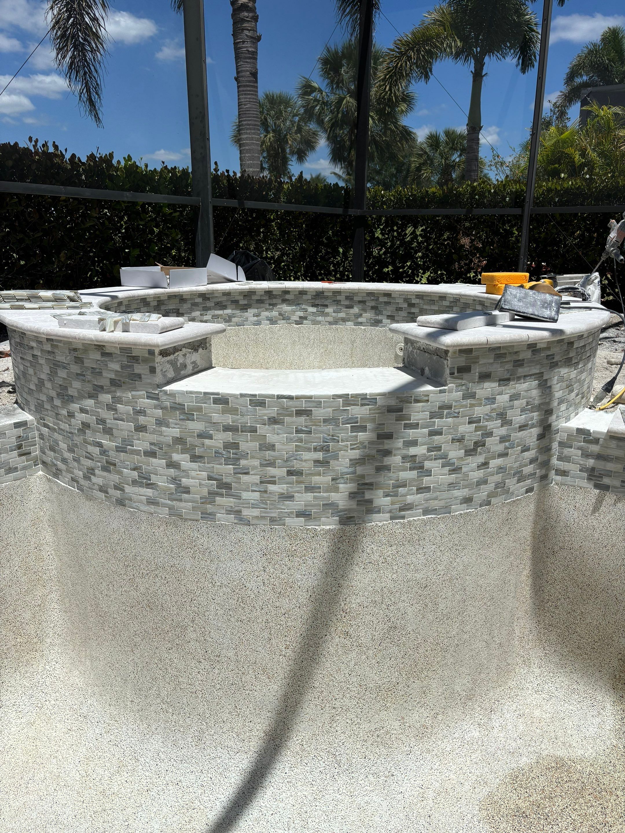 Textured Marble Pool Deck - Bonita National Golf & Country Club by Old Town Pavers Llc