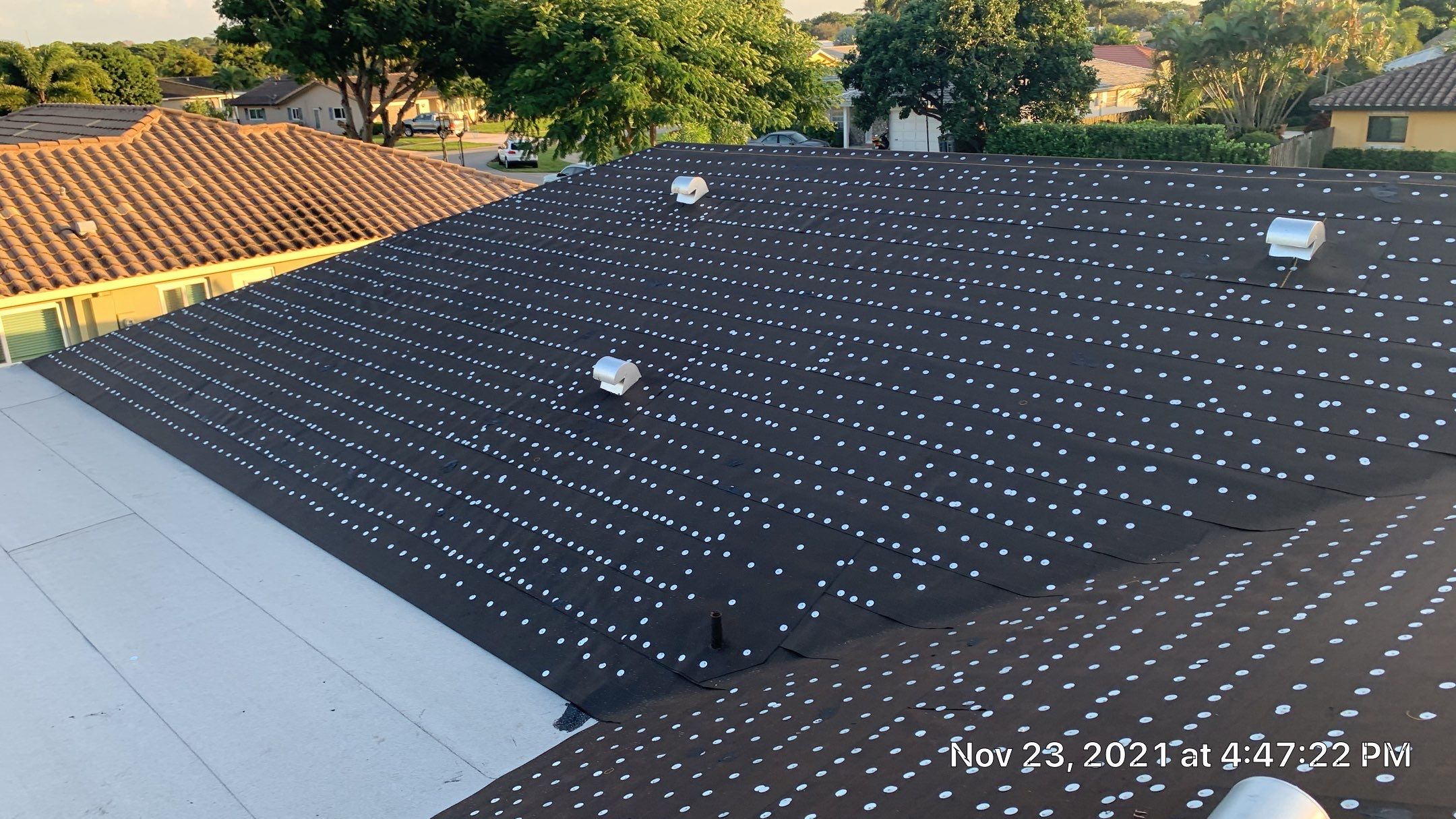 Residential Roofing Installation using 1" Nail strip metal roof by BLUES BROTHERS ROOFING