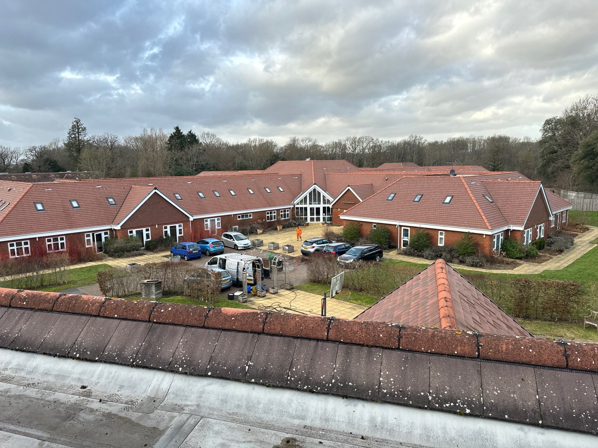 Large Care Home Roof Clean using Mosmatic FSC and Biocide by Ges Exterior Cleaning ltd