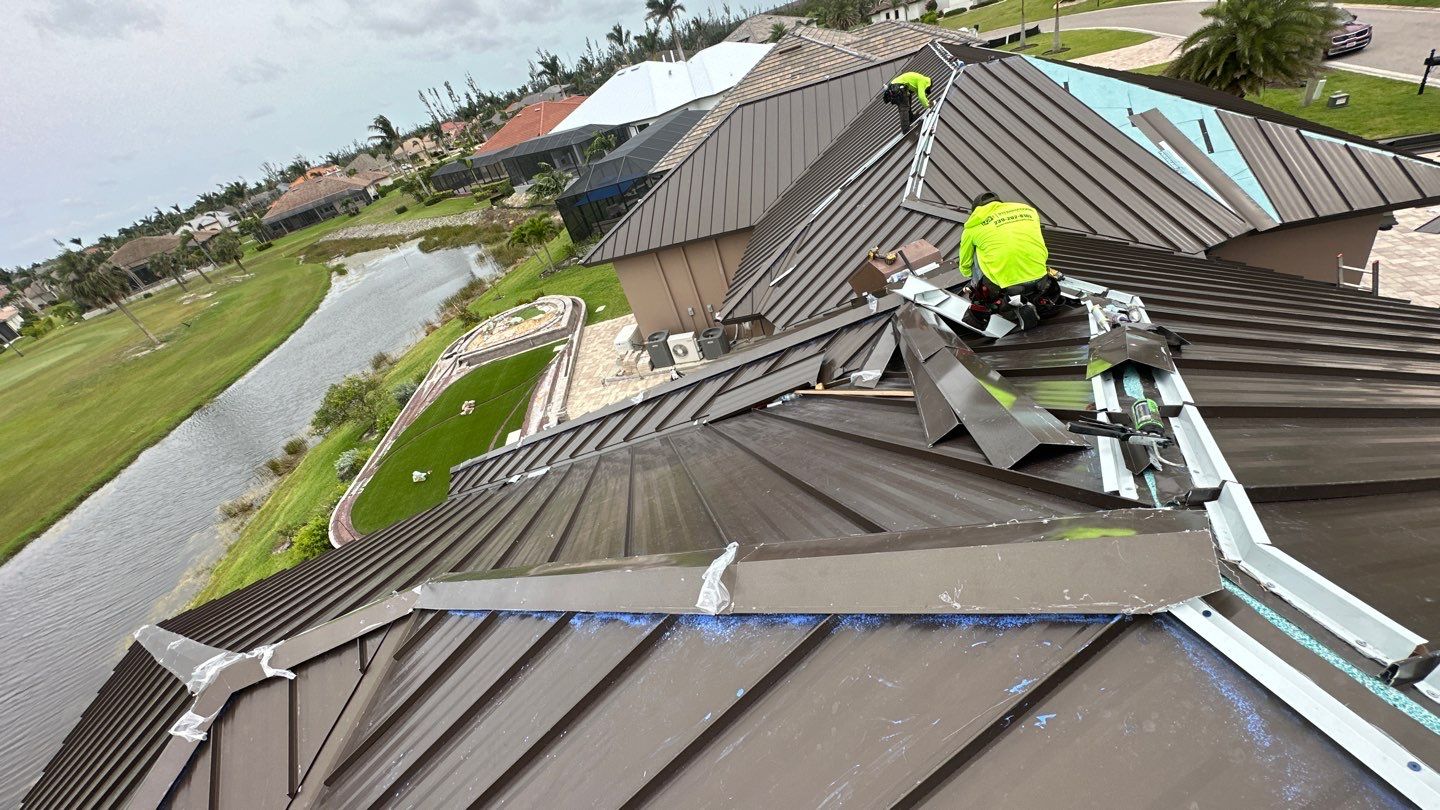 Residential Roofing Installation using Standing Seam Metal Roof in Cape Coral, FL by International Roofing