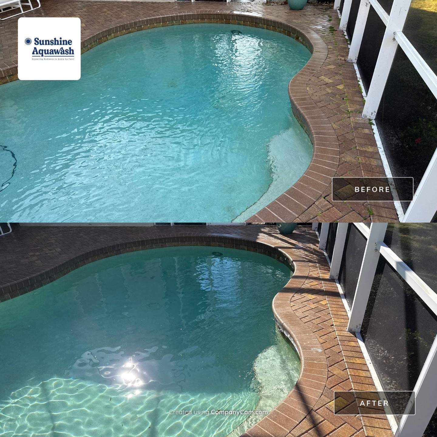 Paver Pool Deck and Screen Enclosure Cleaning in Lakewood Ranch, FL (Rosedale Highlands Community) by Sunshine AquaWash
