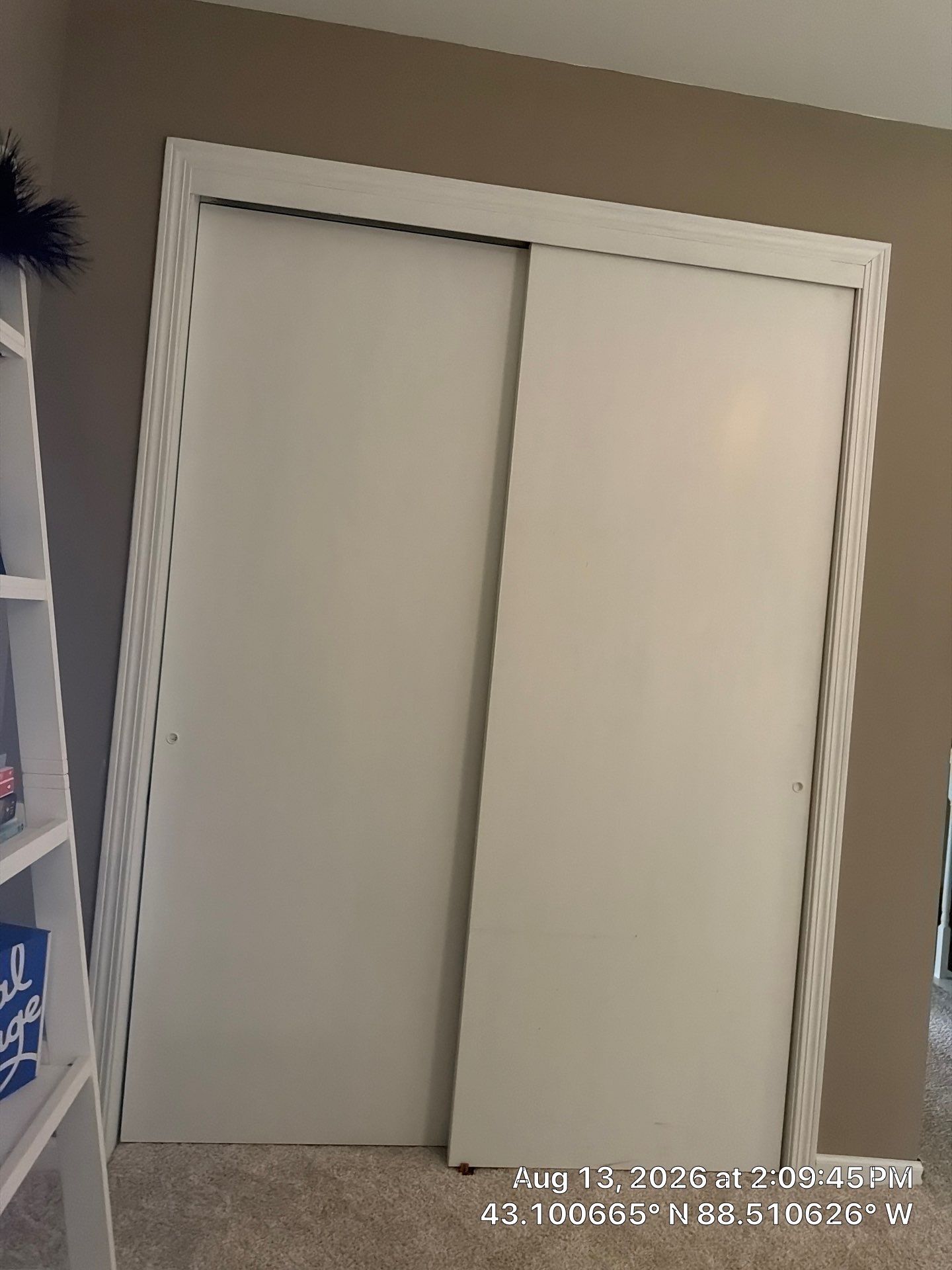 White Sliding Bypass Closet Door Installation in Oconomowoc by CompanyCam Sales Demo