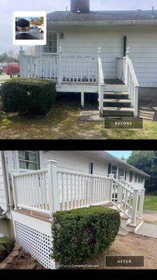 Deck Replacement using Trex Tropical Havana Gold and Transcend White Railings and white lattice