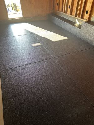 Carbon Chip Polyurea Floor Coating for Paso Robles Basement