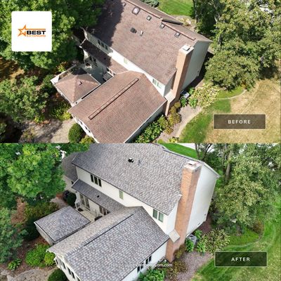 Residential Roofing installation using Certainteed Landmark Pro Shingles and Gutter Guard Installation