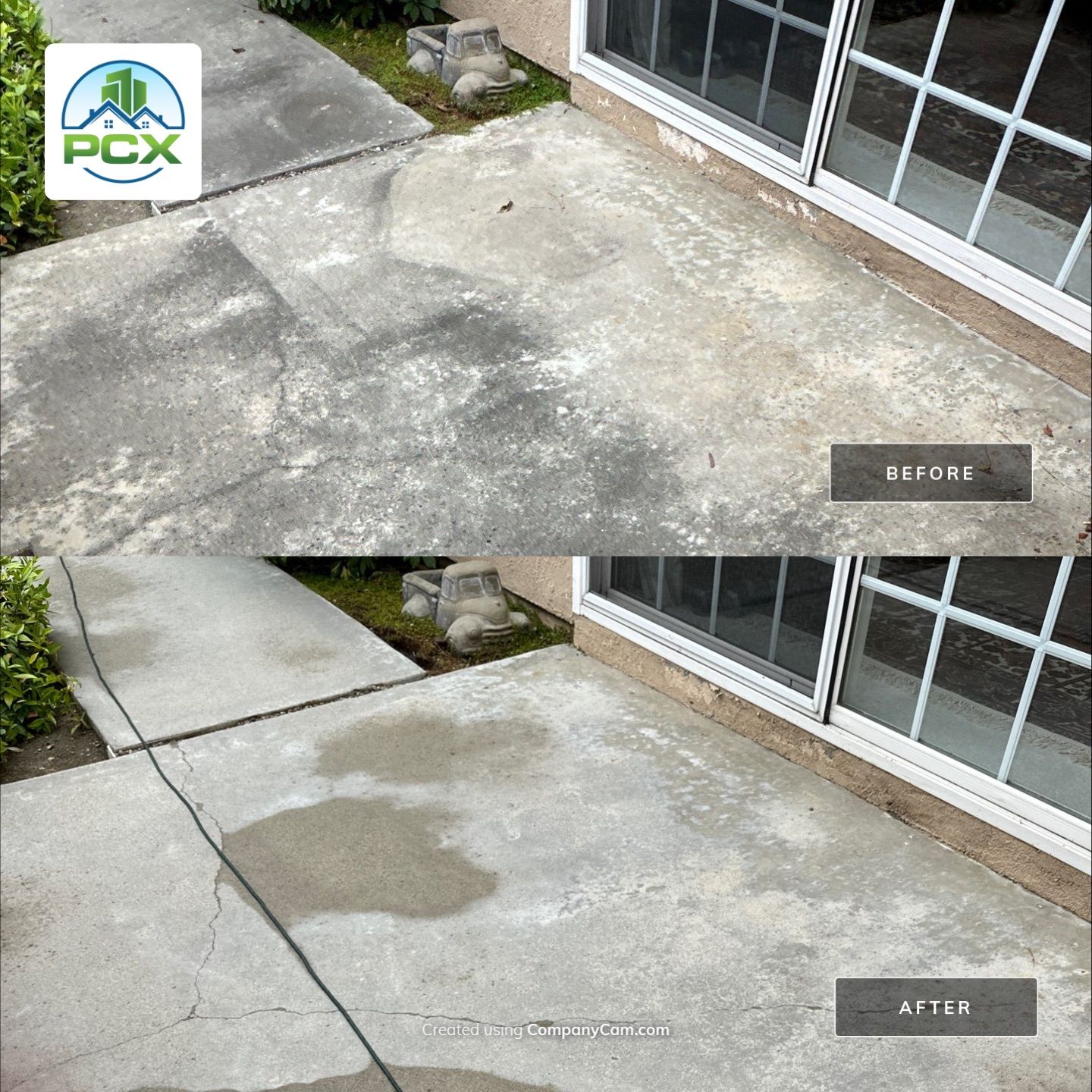 Driveway, patio, and rear entry walkway pressure washing in Orange County by Property Cleaning Experts