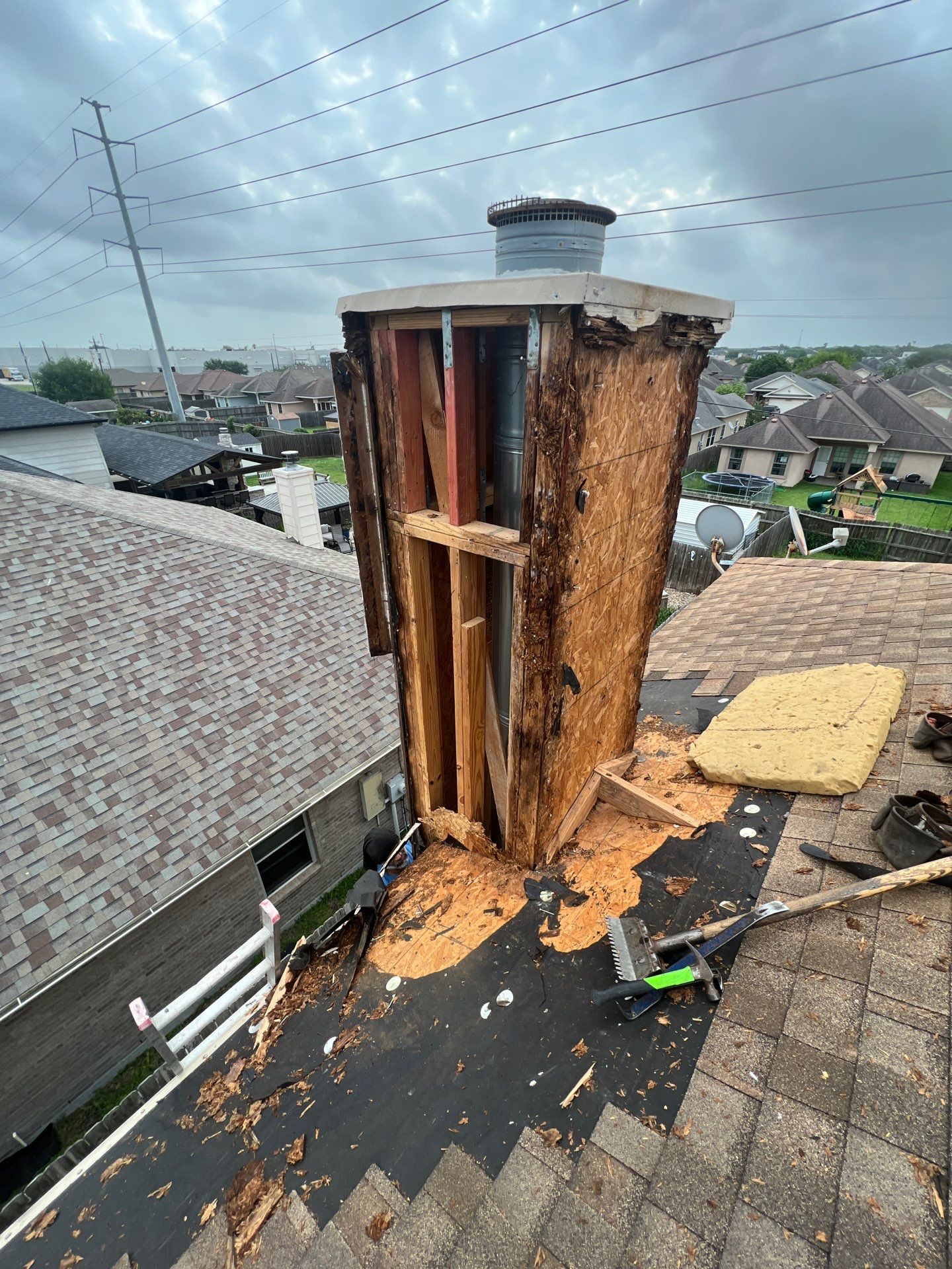 Chimney looks good but its BAD! by Bayfront Roofing and Construction